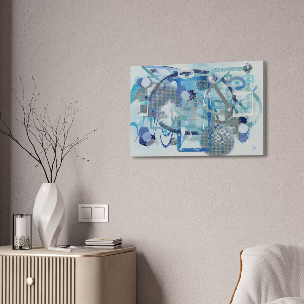 Abstract Blue Ocean Canvas Print – Modern Geometric Wall Art (Stretched 1.5")