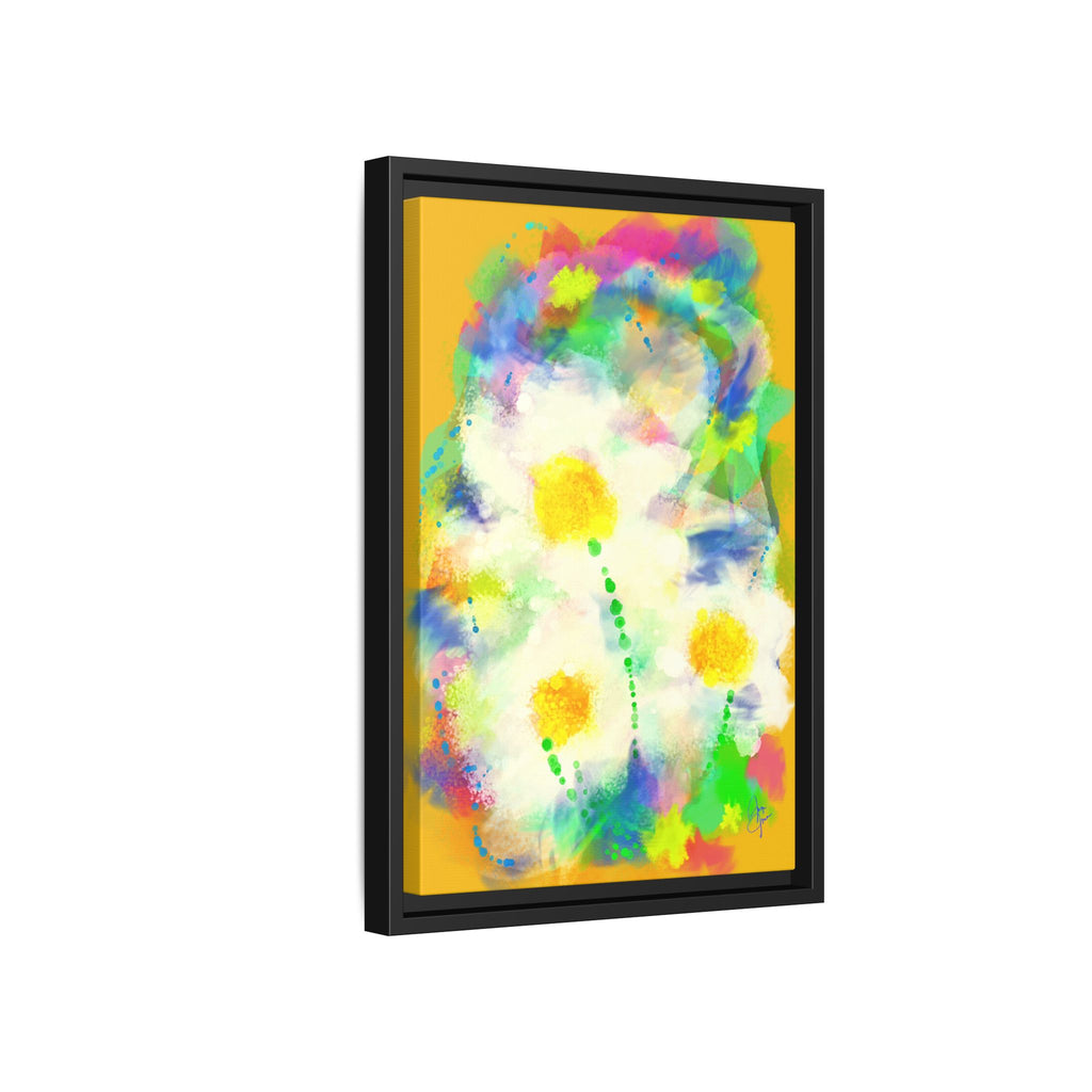 Framed Matte Canvas - Watercolor Yellow Floral Abstract Wall Art