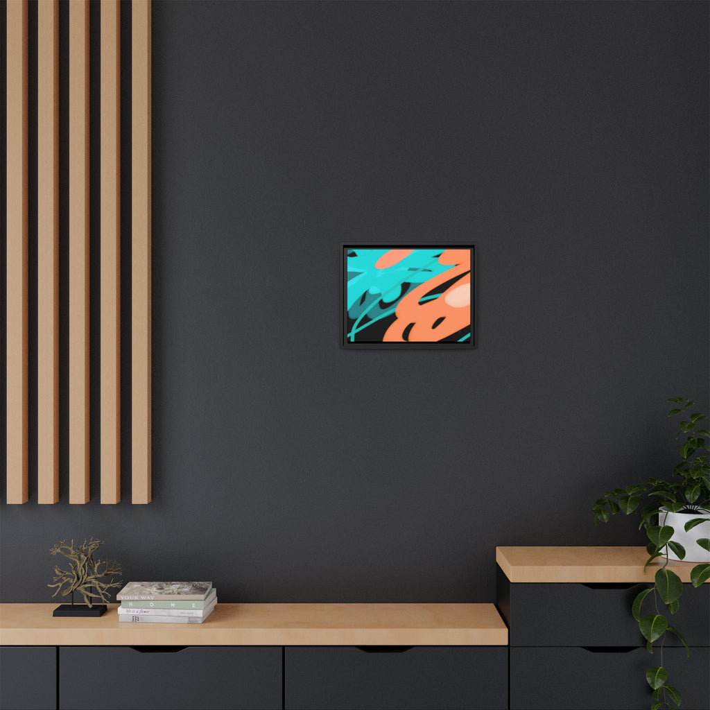 Abstract Teal & Coral Splash Framed Canvas