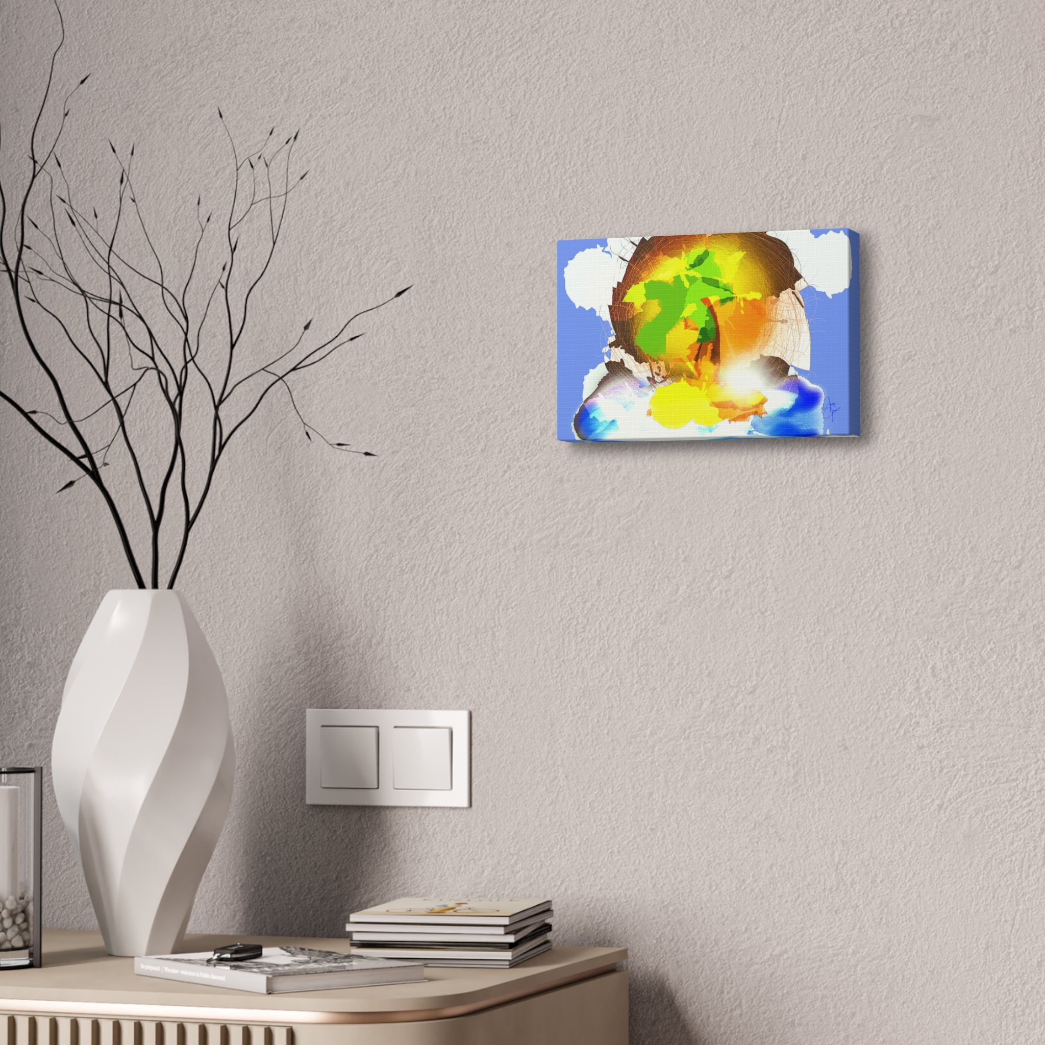 Abstract Sunrise Landscape Canvas — Vibrant Tropical Art on Stretched 1.5" Frame