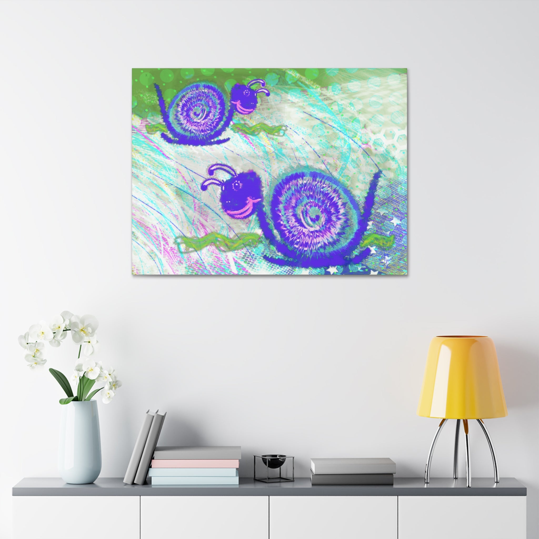 Cute Snail Nursery Wall Art Canvas – Stretched 1.5"