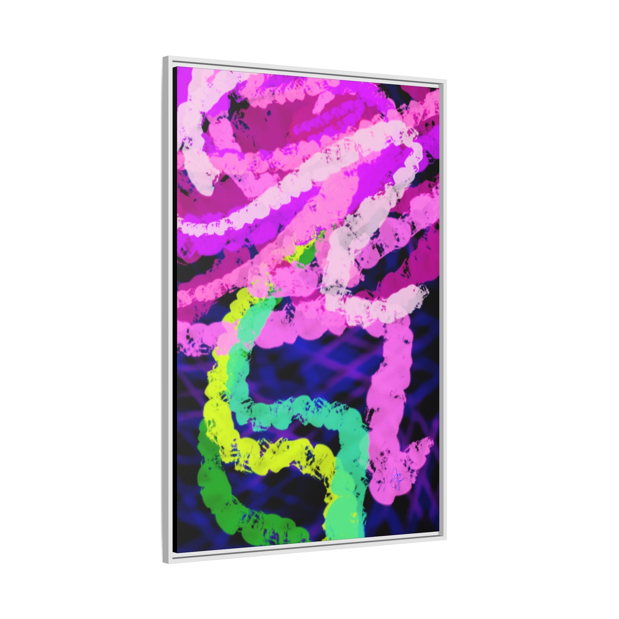 Framed Matte Canvas - Neon Rose Abstract Wall Art