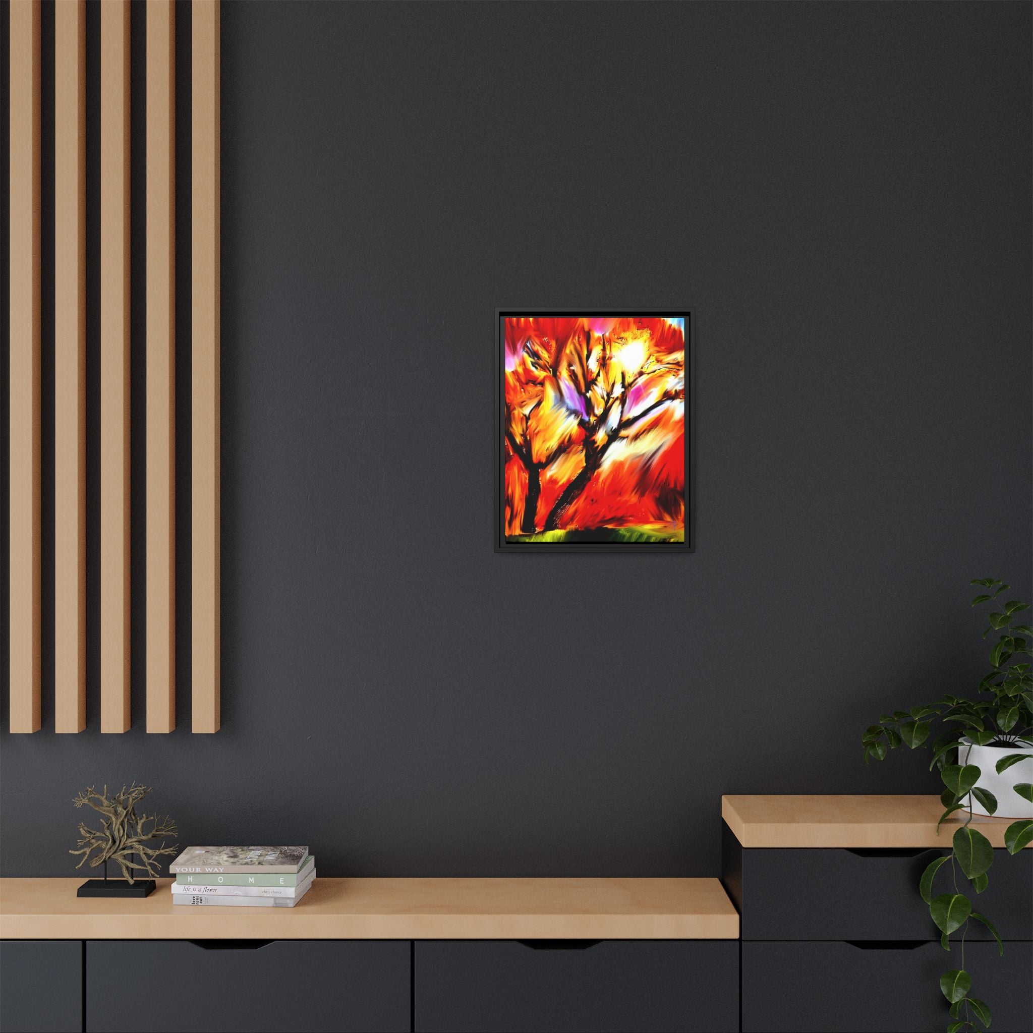 Framed Matte Canvas Print — Vibrant Tree Landscape