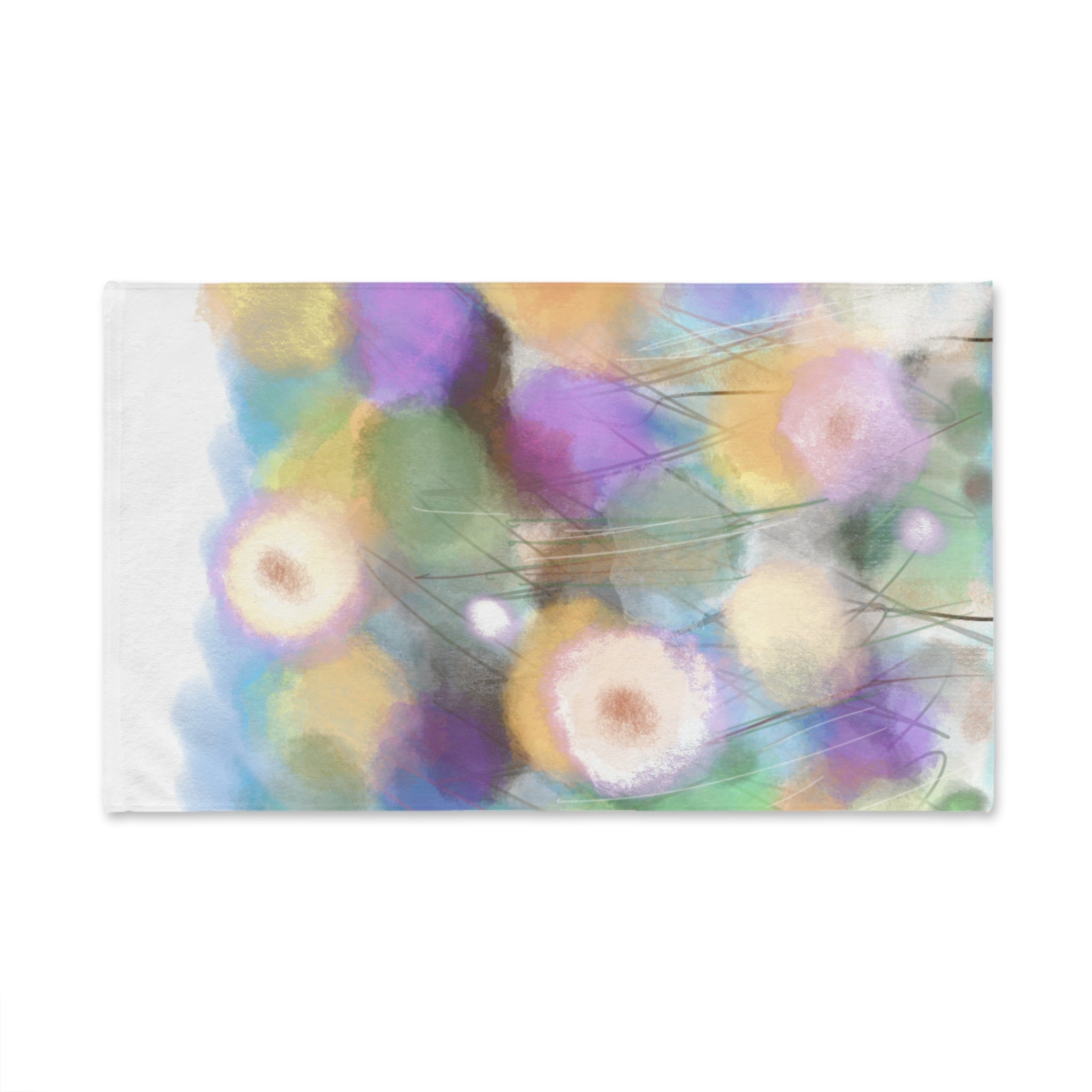 Floral Watercolor Hand Towel — Soft Pastel Garden Decorative Towel