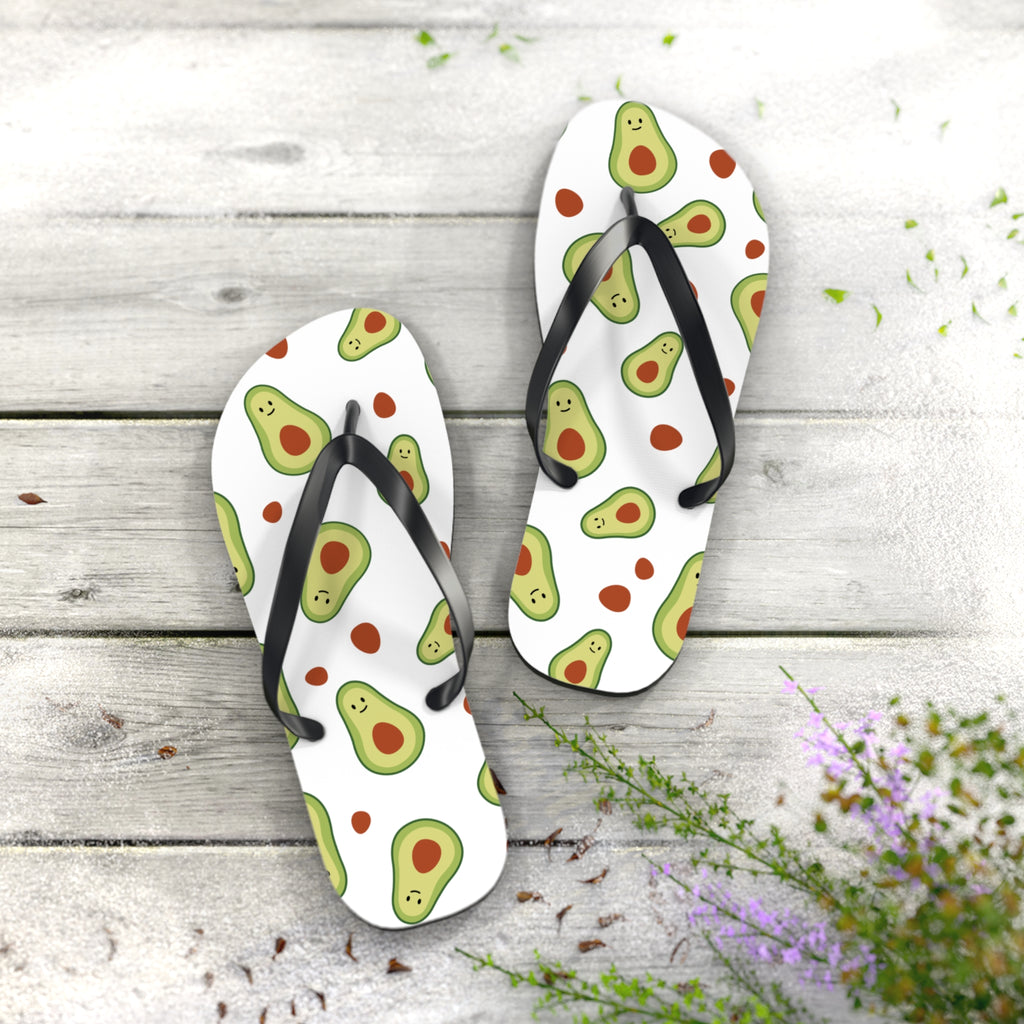 Avocado Pattern Flip Flops — Fun Summer Beach Sandals