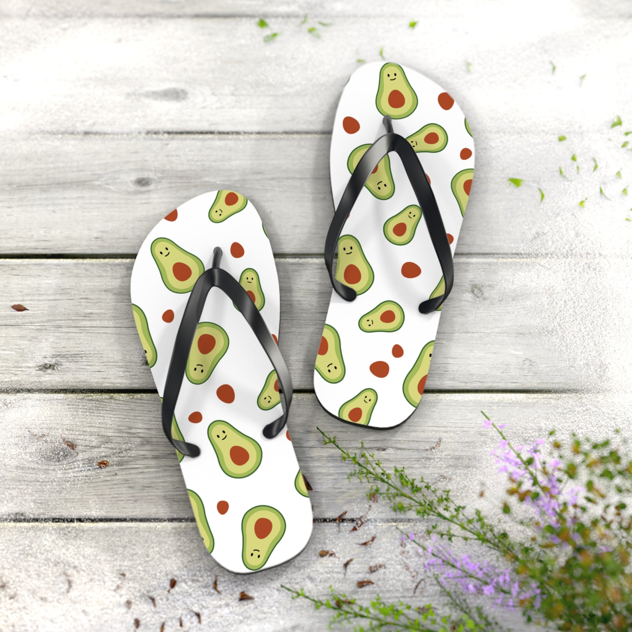 Avocado Pattern Flip Flops — Fun Summer Beach Sandals