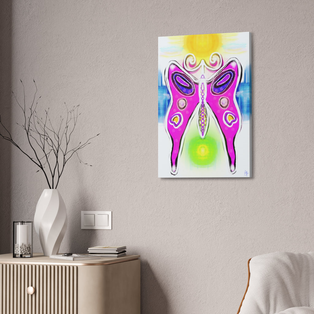Abstract Pink Butterfly Canvas - Vibrant Stretched Wall Art