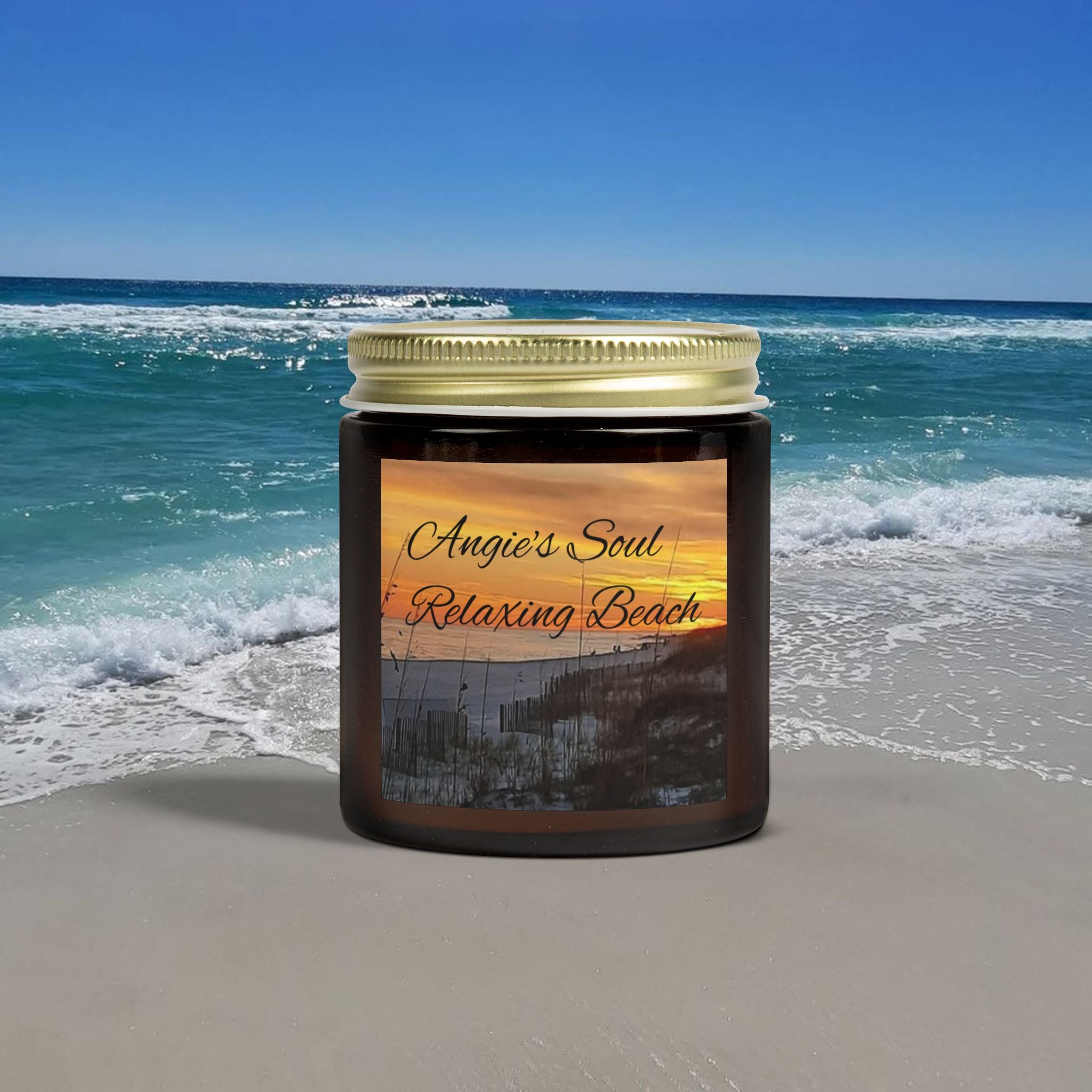 Relaxing Beach Scented Candle - Coconut Apricot Wax
