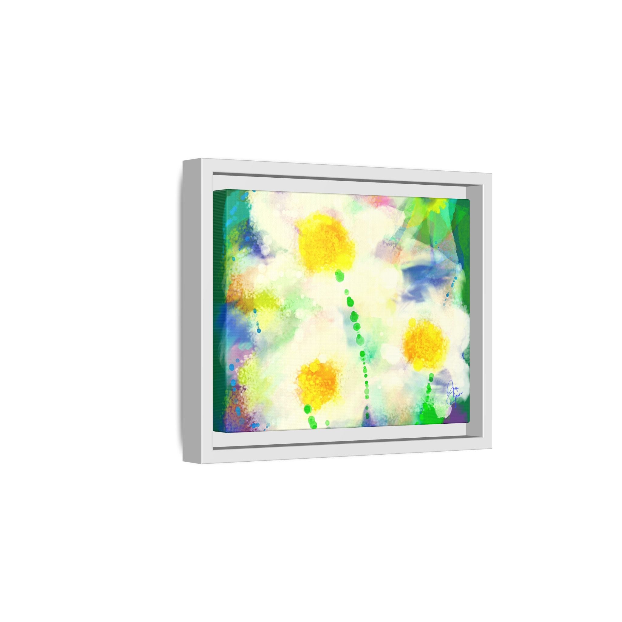 Framed Matte Canvas - Watercolor Yellow Floral Abstract Wall Art