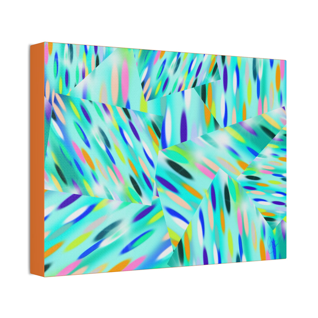 Abstract Aqua Canvas Print — Turquoise Geometric Art on Stretched 1.5" Canvas