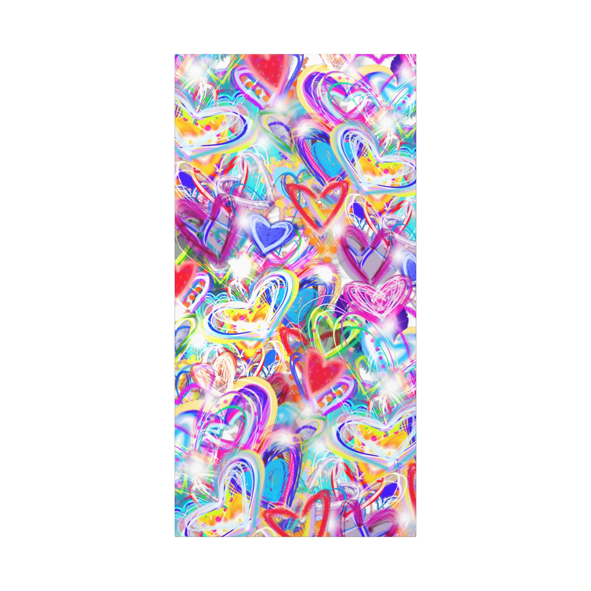 Colorful Heart Graffiti Matte Canvas