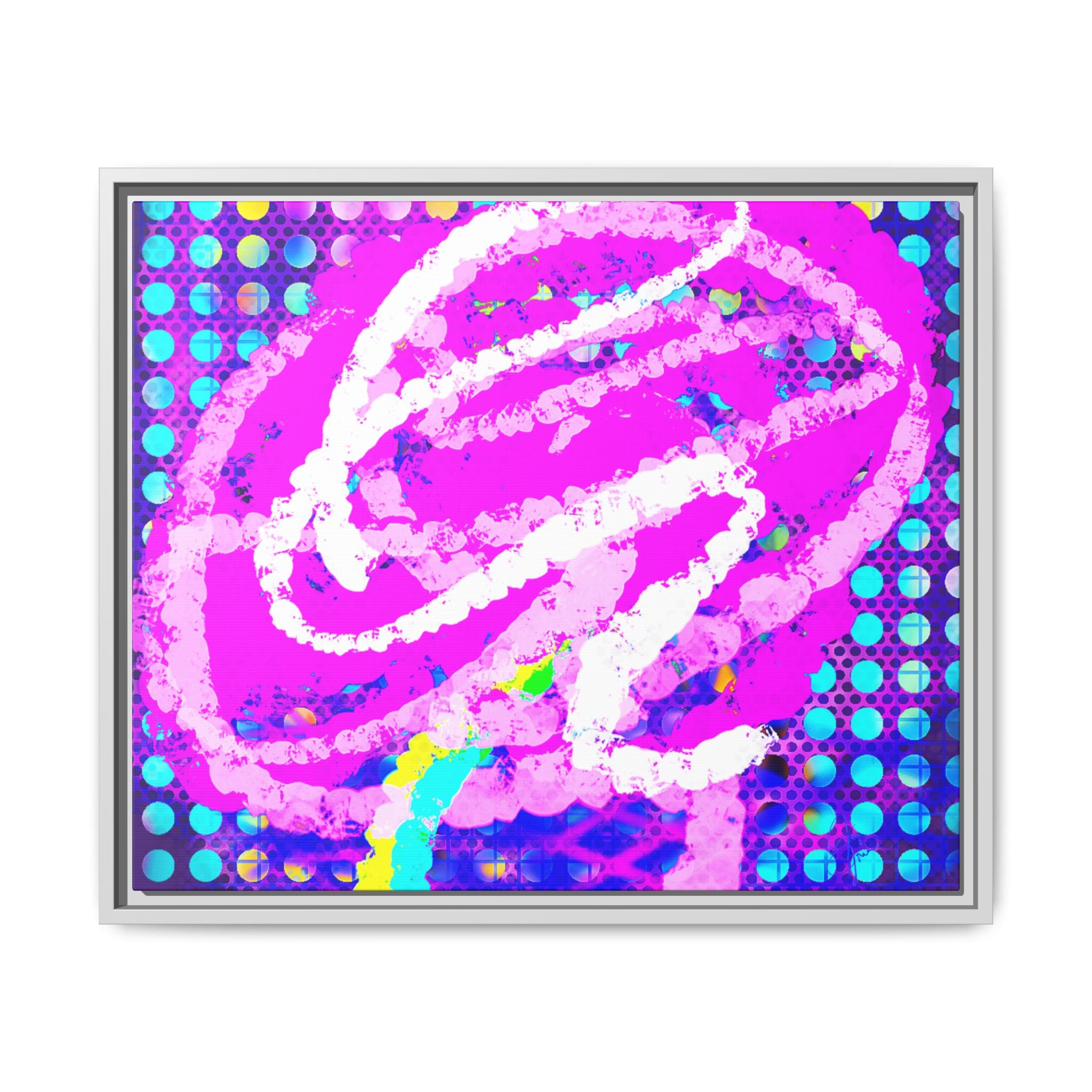 Abstract Neon Pop Art Matte Canvas — Framed Multi‑Color Wall Art