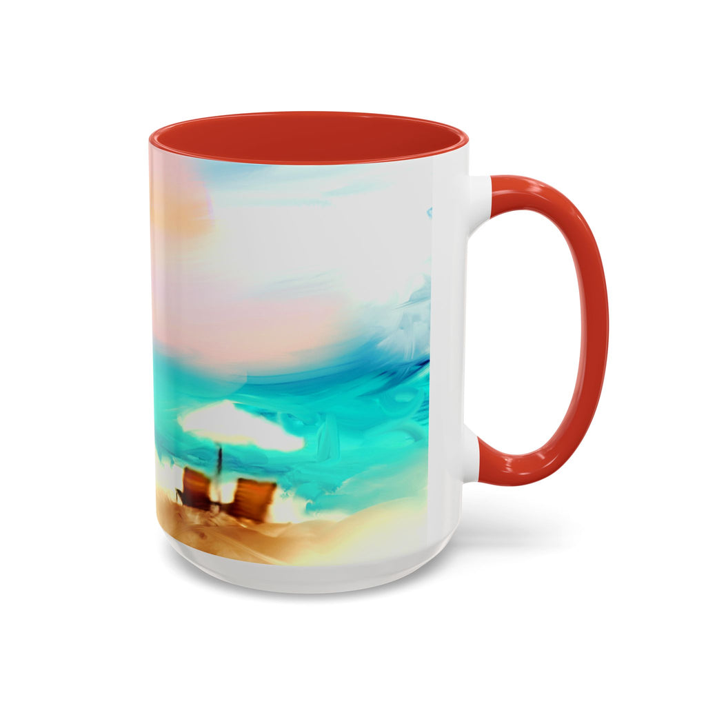 Beach Sunrise Accent Coffee Mug — Tropical Ocean Scene 11/15oz
