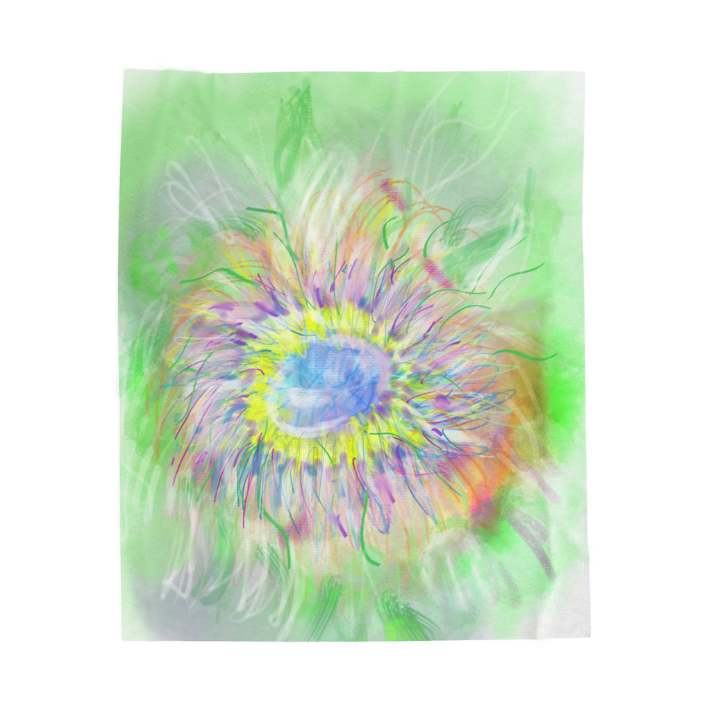Velveteen Plush Blanket — Pastel Watercolor Sunflower Cozy Throw