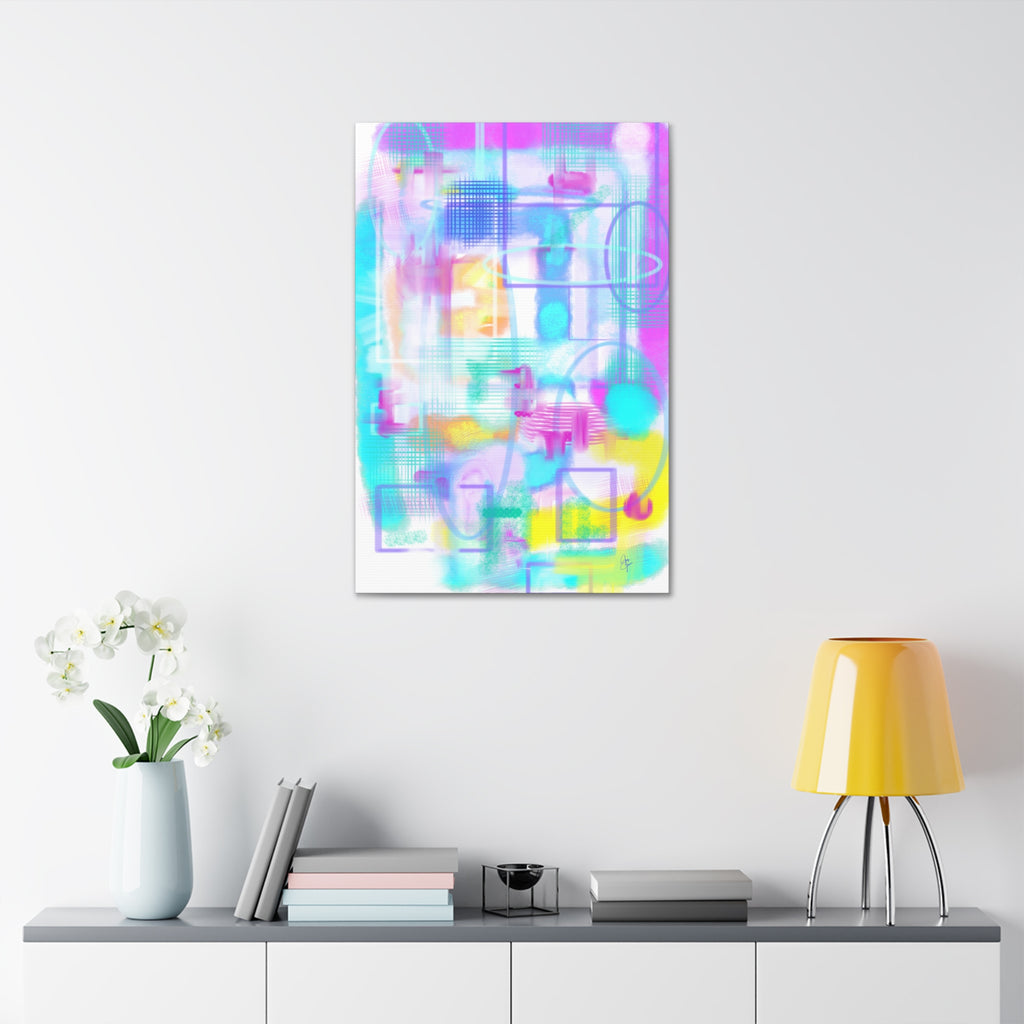 Abstract Pastel Canvas Print — Soft Watercolor Geometric Wall Art
