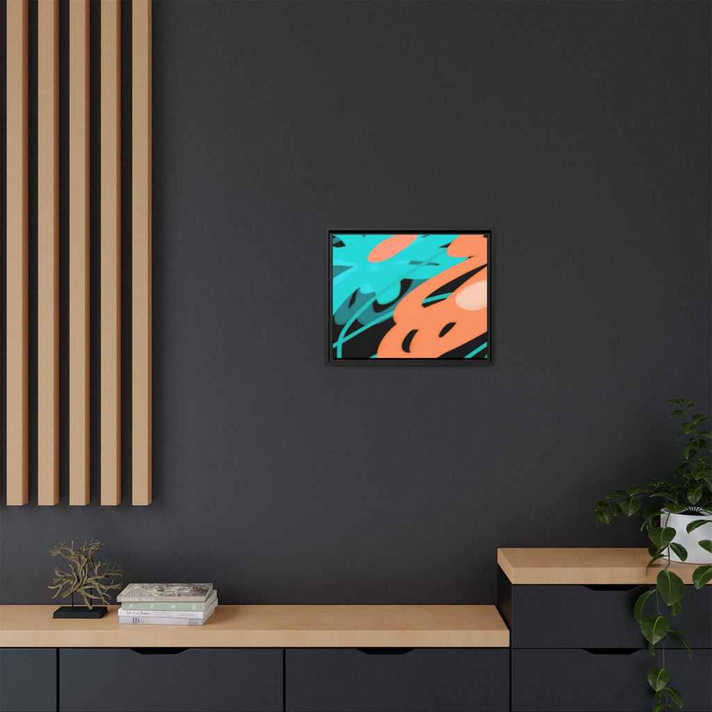 Abstract Teal & Coral Splash Framed Canvas