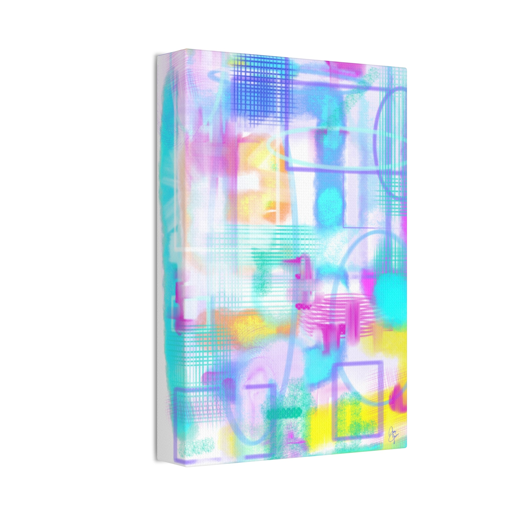 Abstract Pastel Canvas Print — Soft Watercolor Geometric Wall Art