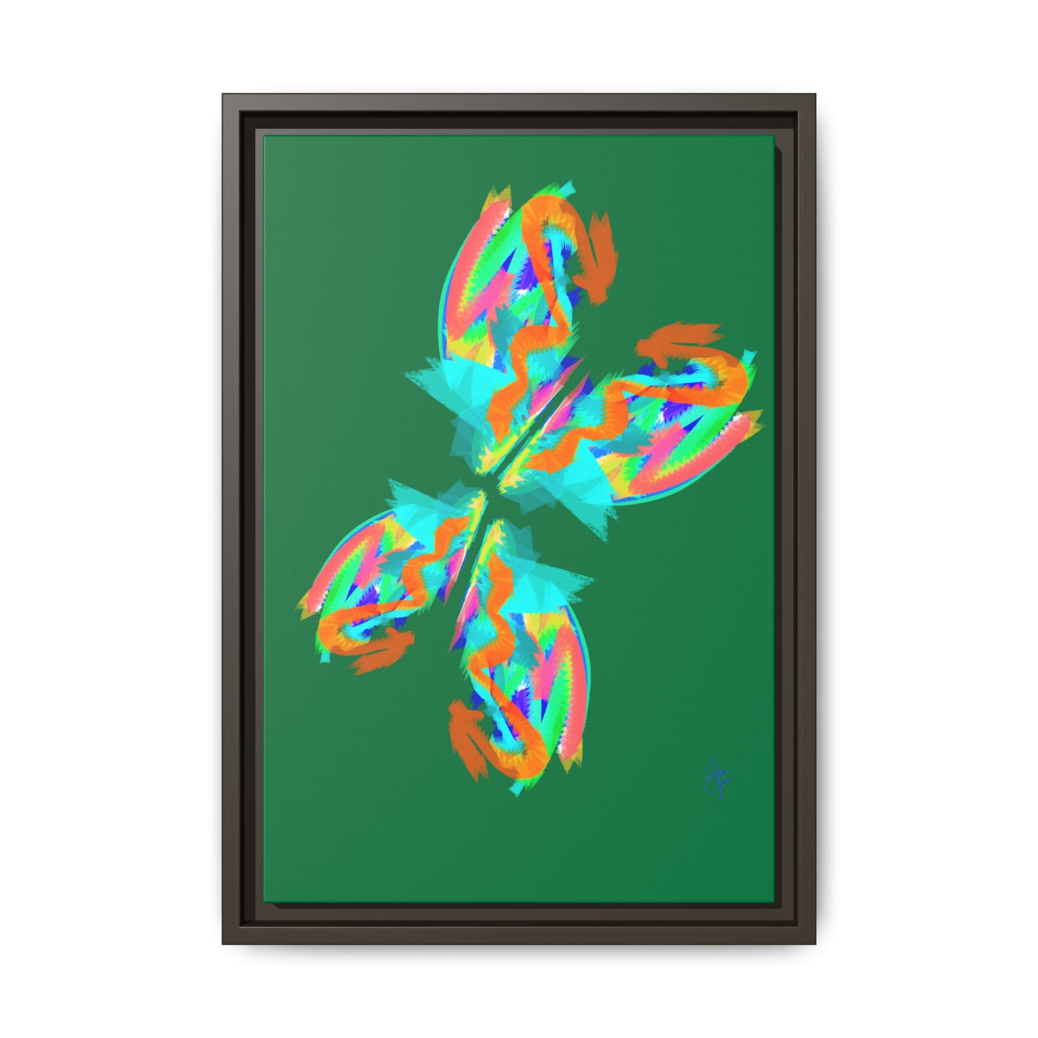 Framed Matte Canvas — Neon Abstract Butterfly Wall Art