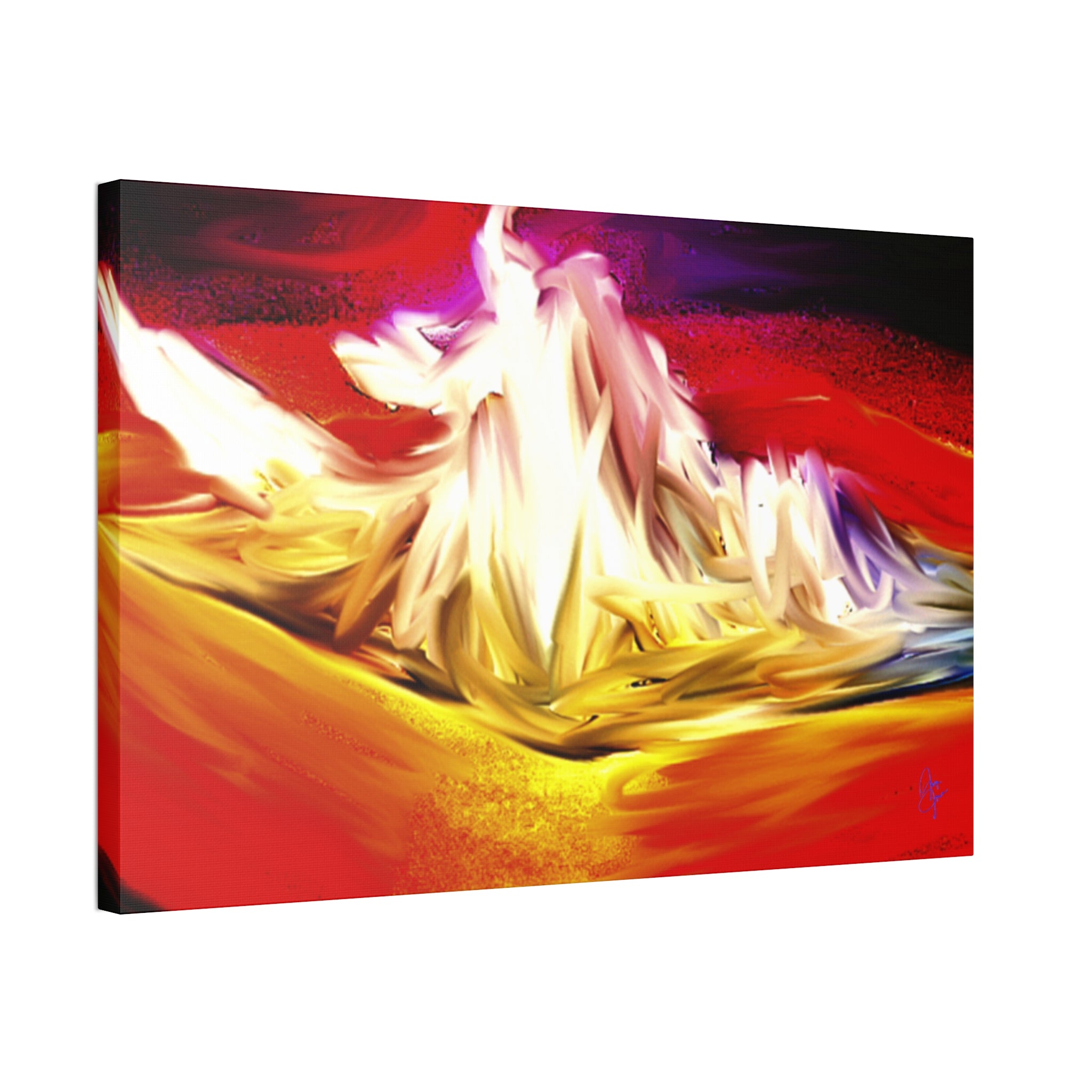 Abstract Campfire Canvas Print — Vibrant Red & Gold Stretched Wall Art