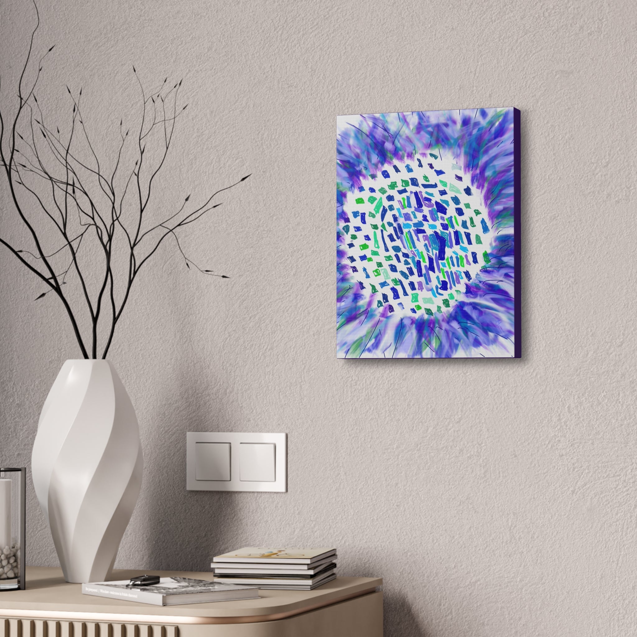 Abstract Blue-Purple Burst Canvas Stretched Art