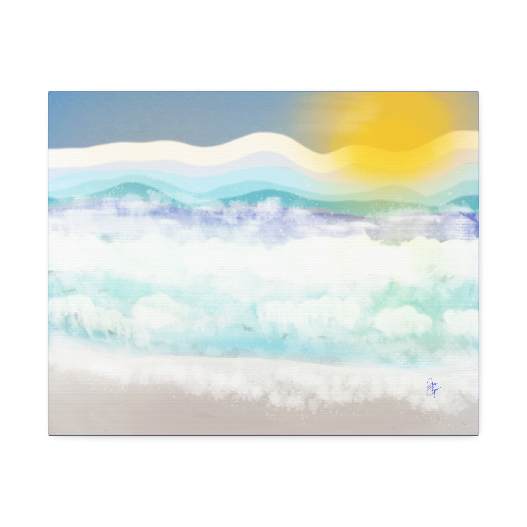 Serene Coastal Watercolor Canvas Print — Stretched 1.5"
