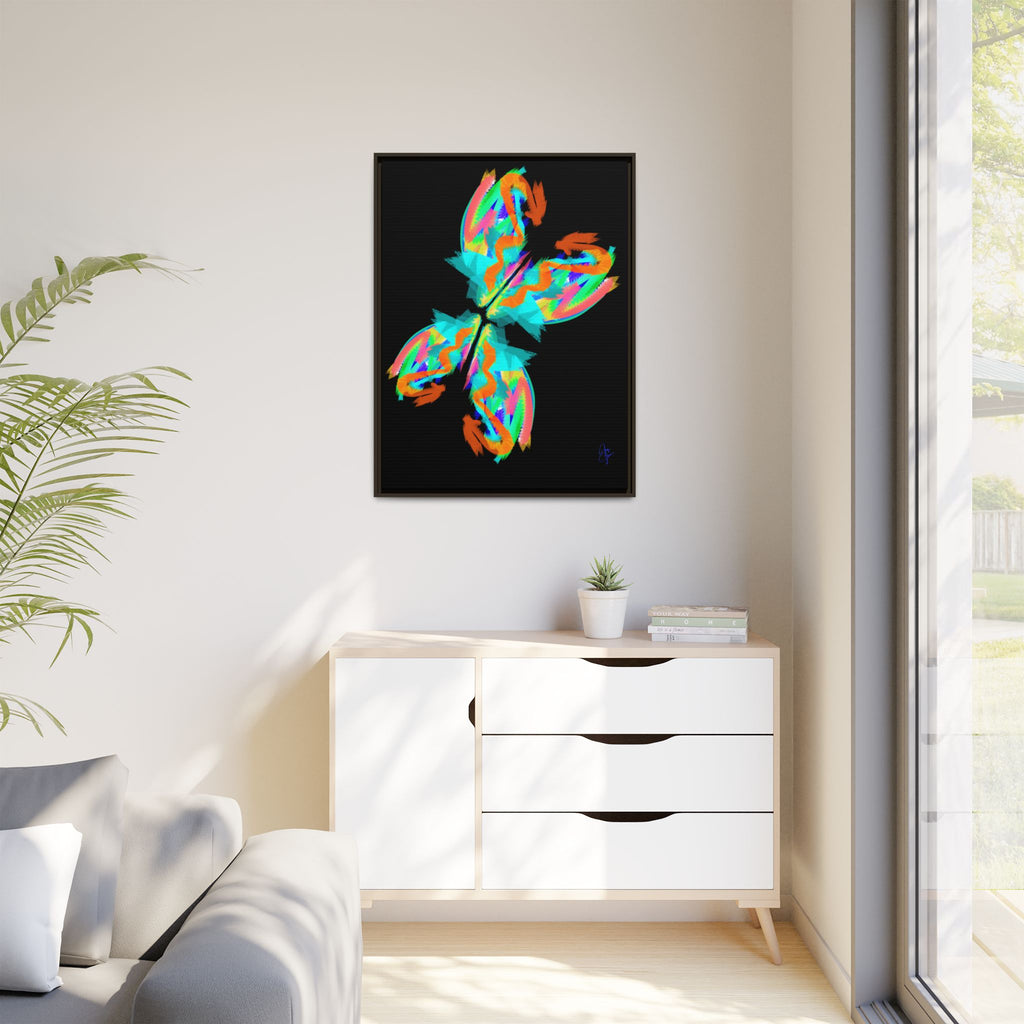 Framed Matte Canvas — Neon Abstract Butterfly Wall Art