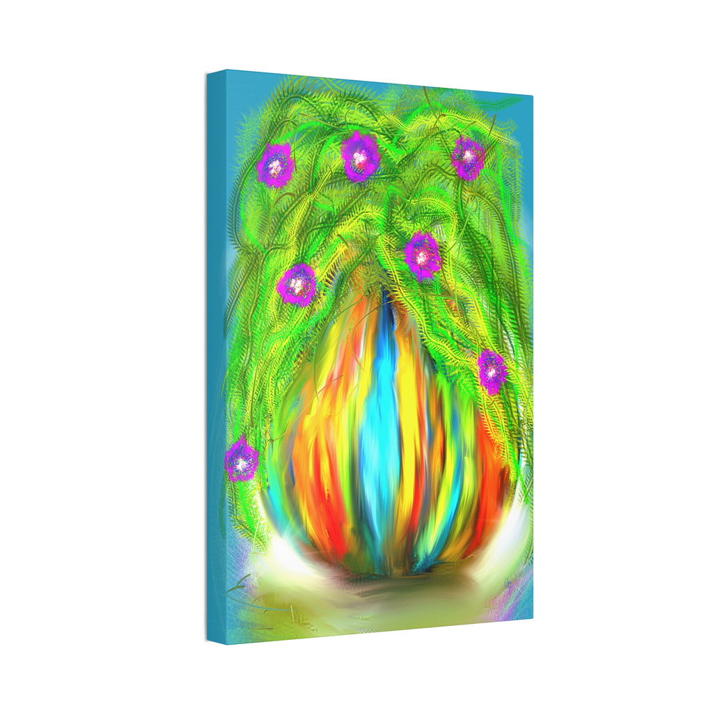 Abstract Floral Canvas Print — Colorful Blooming Vase Wall Art