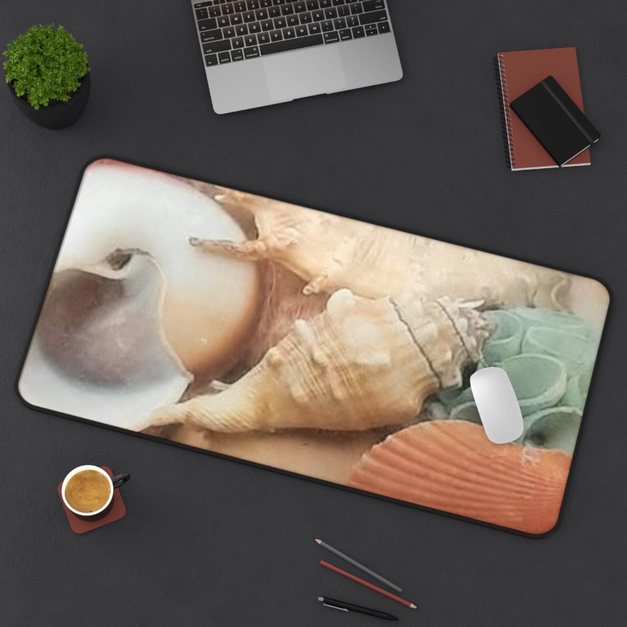 Seashell Beach Desk Mat — Coastal Shells Mouse Pad for Office & Home
