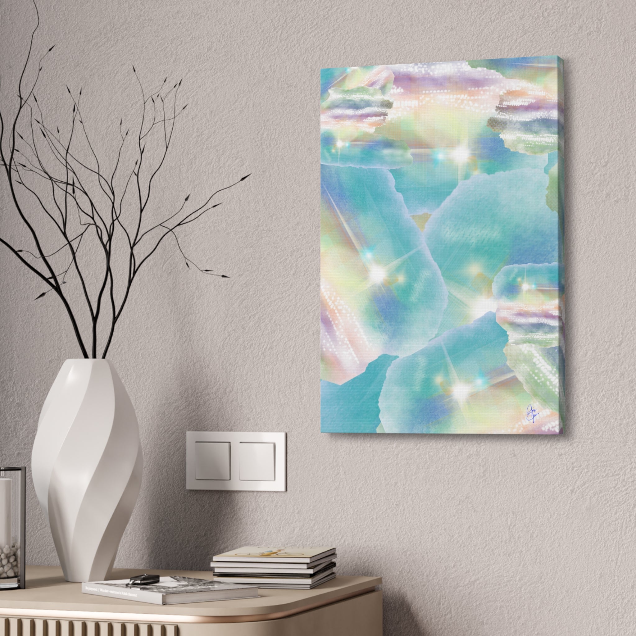Iridescent Dreamscape Canvas Wall Art — Pastel Sea Glass Abstract