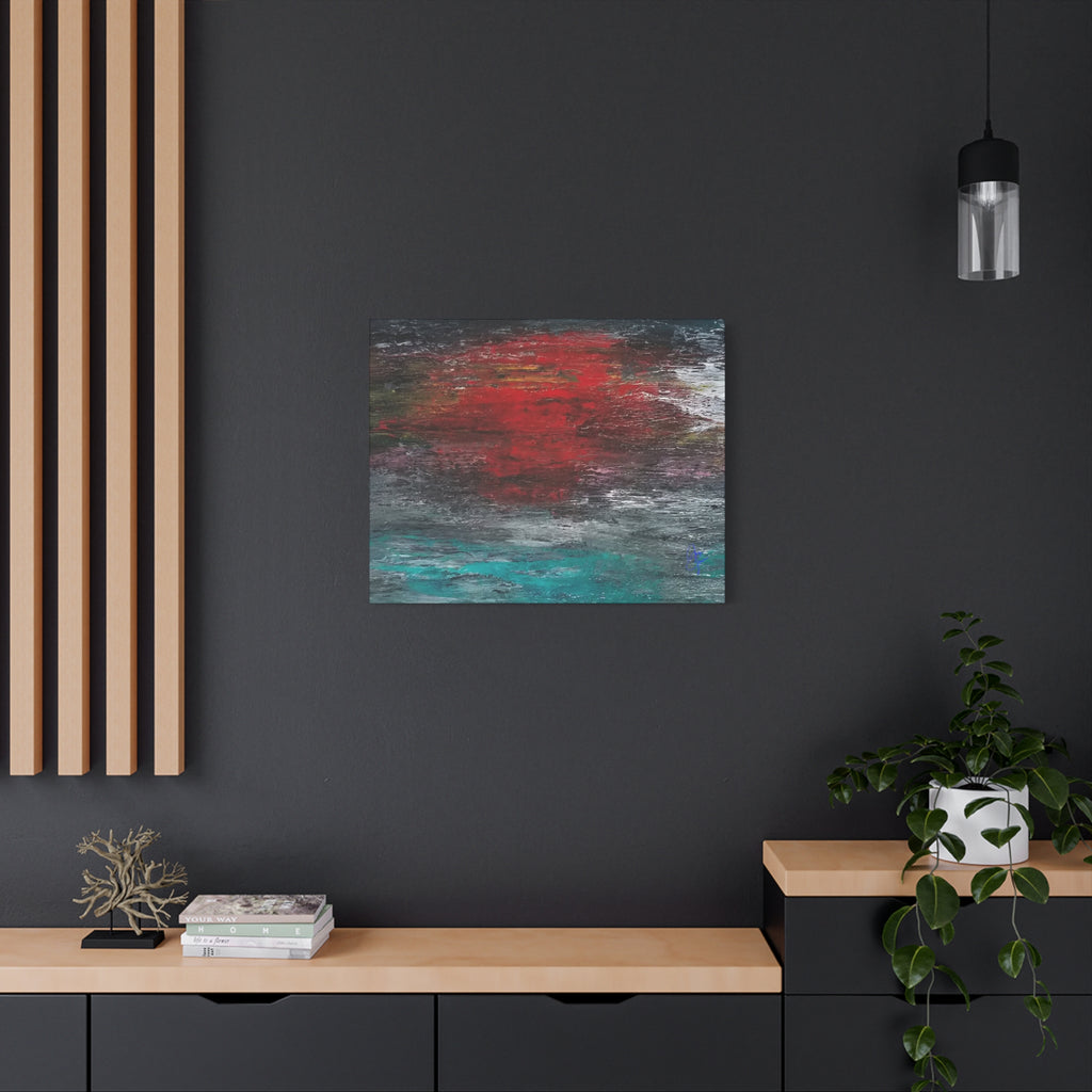 Abstract Red Horizon Matte Canvas Wall Art, Stretched 1.25"