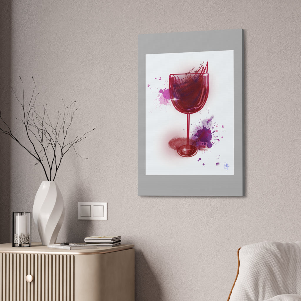 Wine Glass Art Canvas — Red Wine Splash Stretched Wall Art (1.5" Depth)