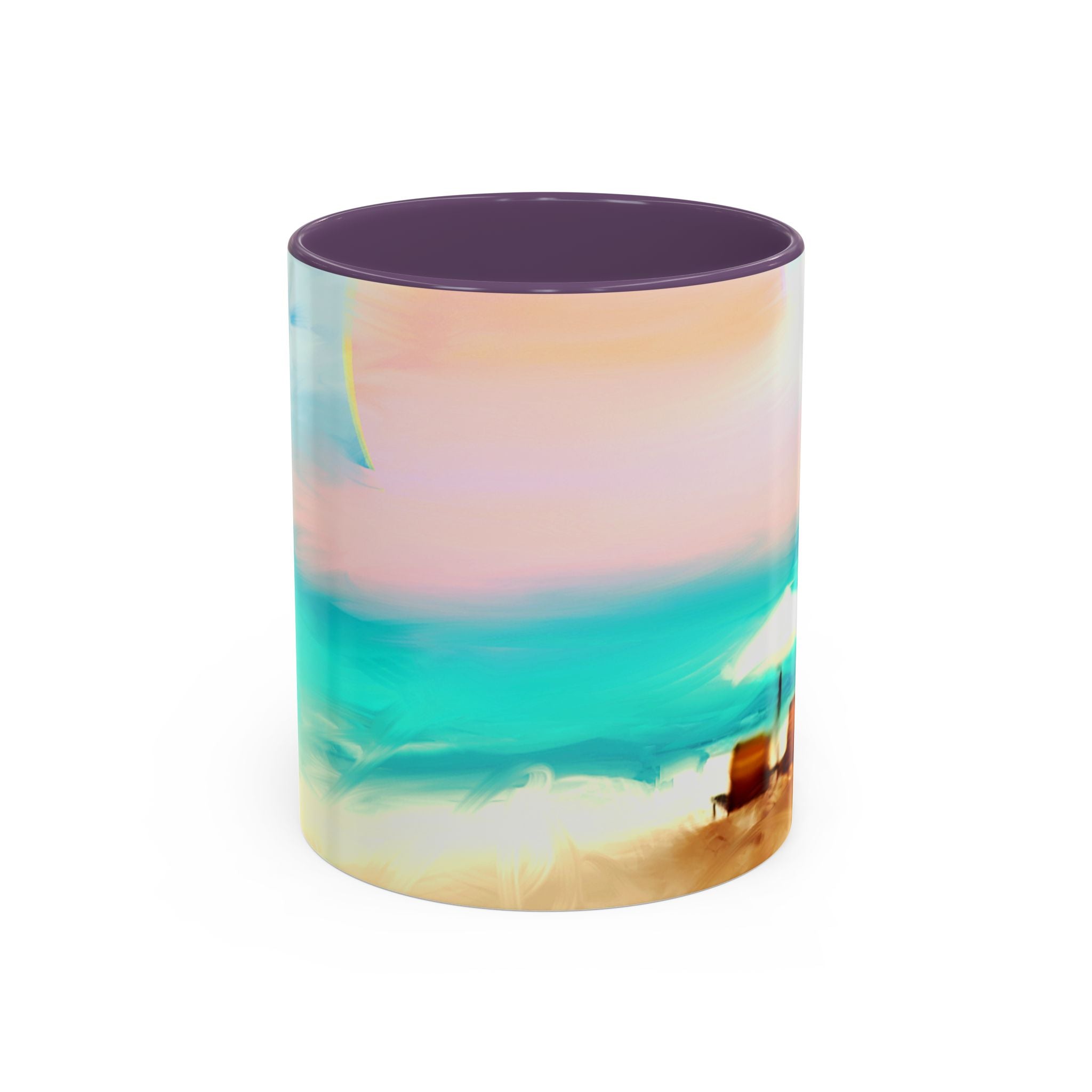 Beach Sunrise Accent Coffee Mug — Tropical Ocean Scene 11/15oz