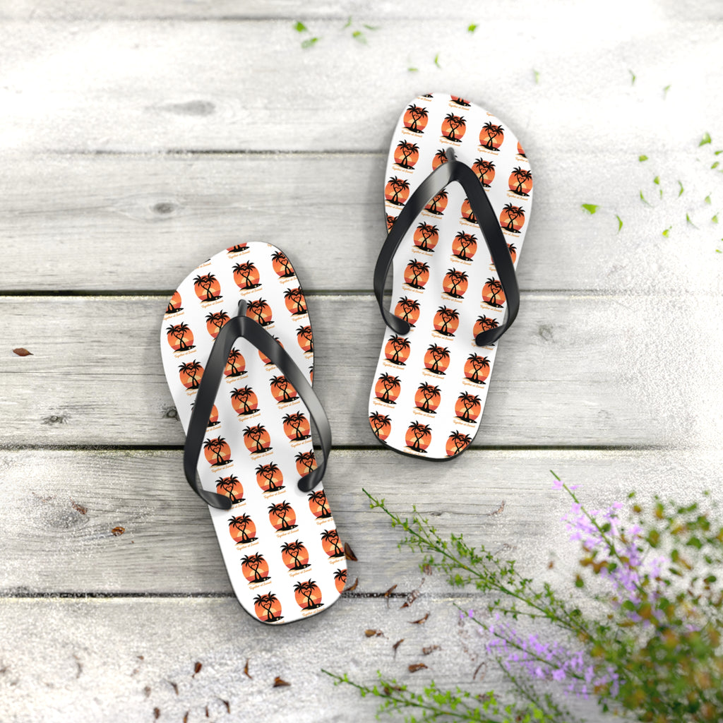 Palm Tree Sunset Flip Flops – Tropical Beach Pattern Sandals
