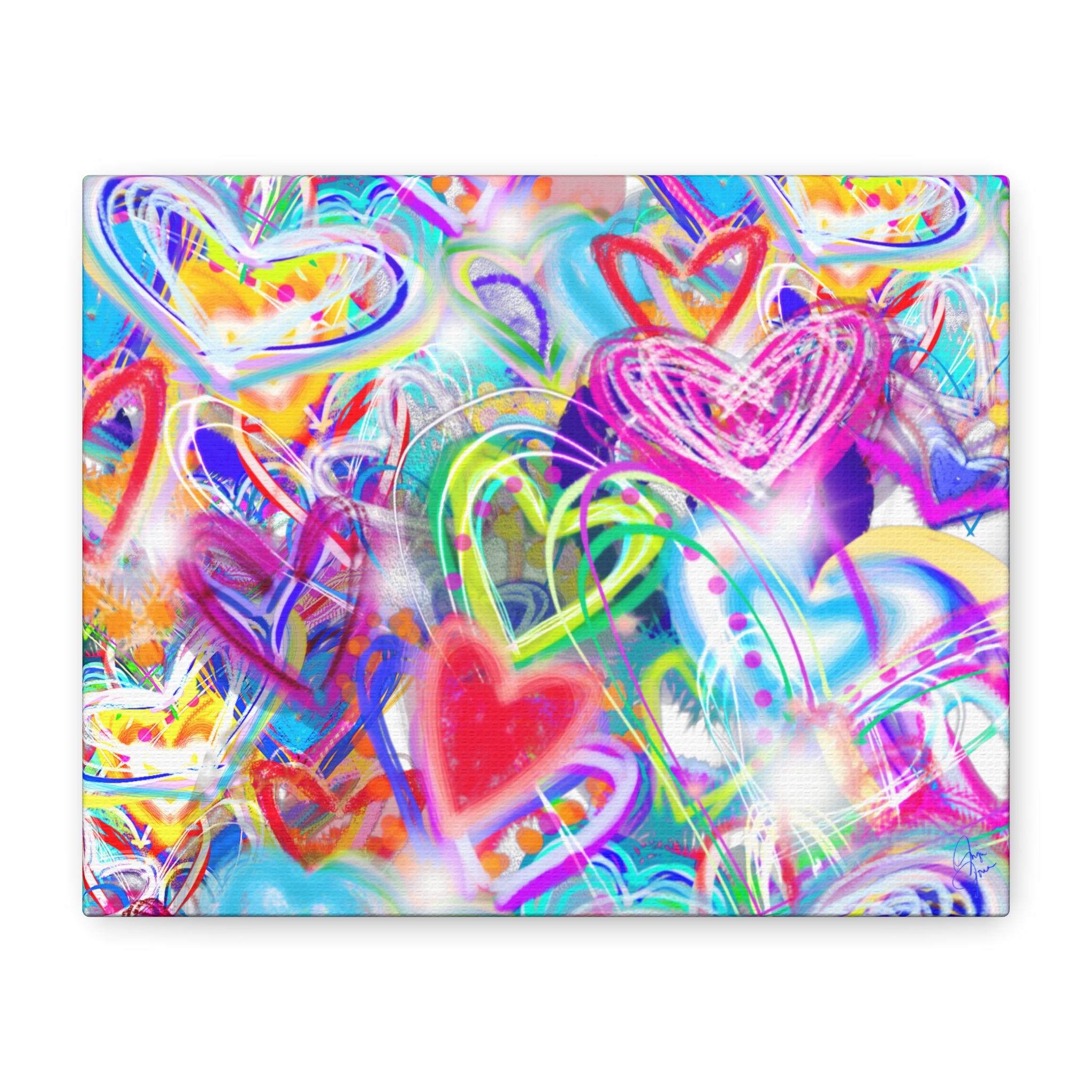 Colorful Heart Graffiti Matte Canvas