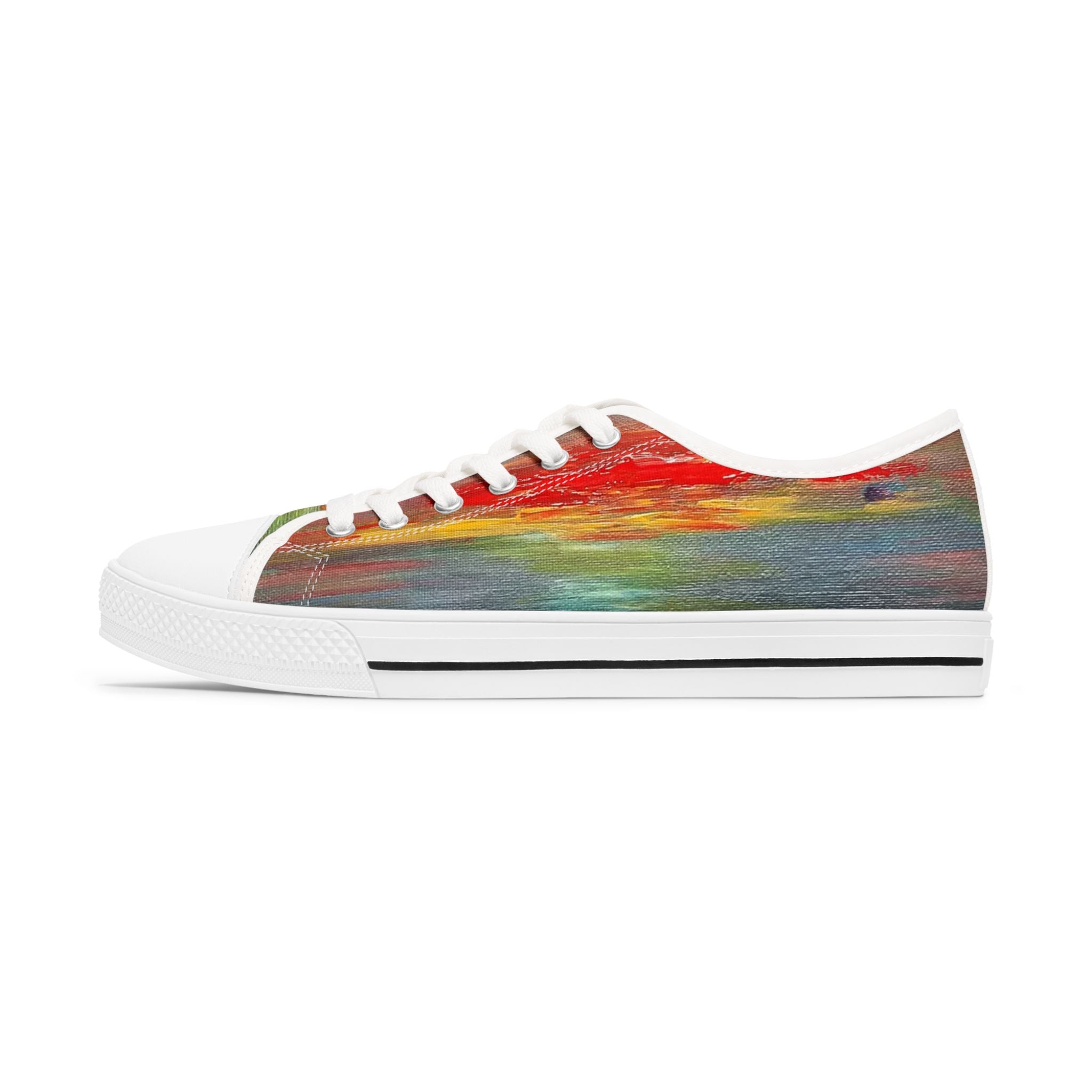 Women's Low Top Sneakers — Colorful Abstract Watercolor Canvas Shoes