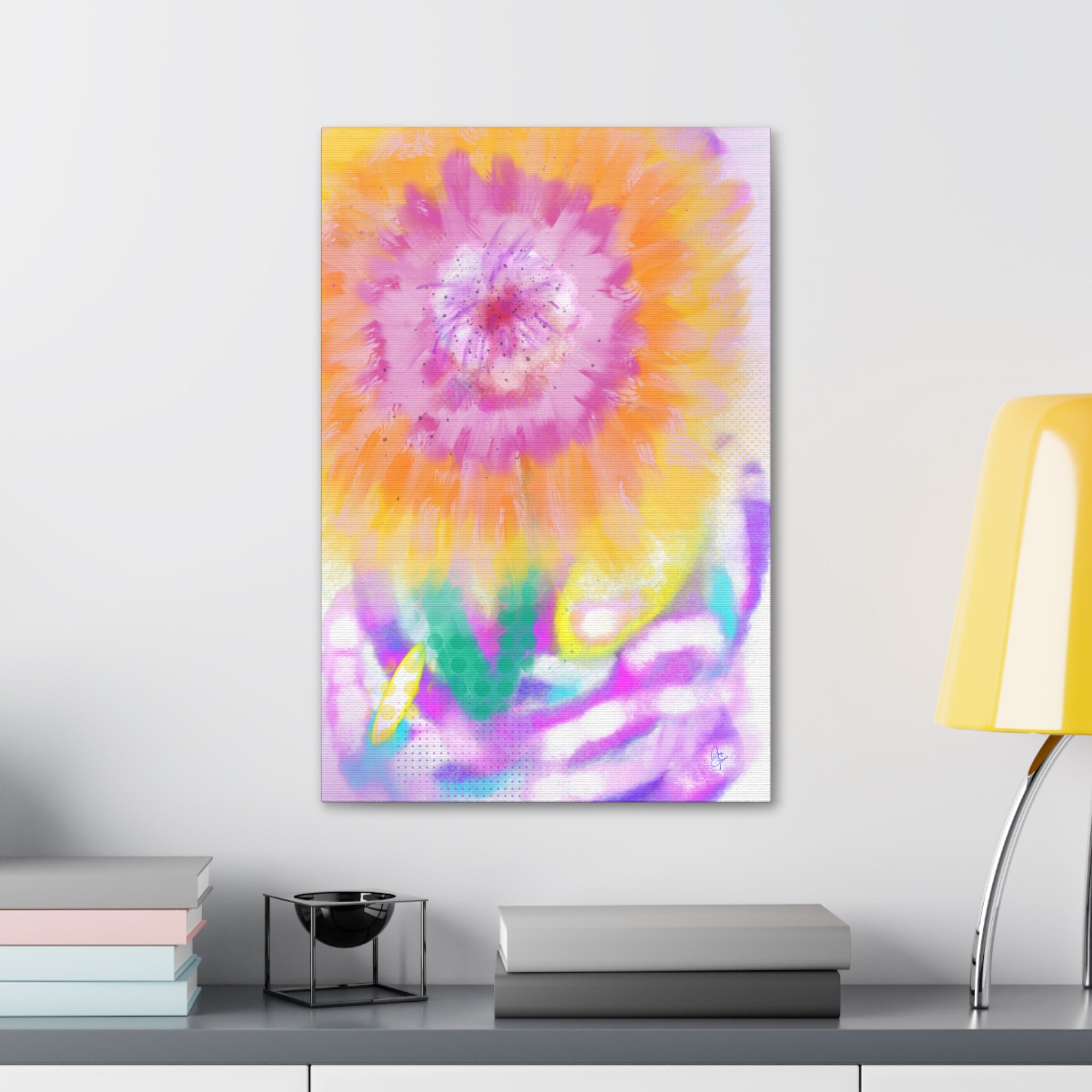 Vibrant Sunburst Floral Canvas