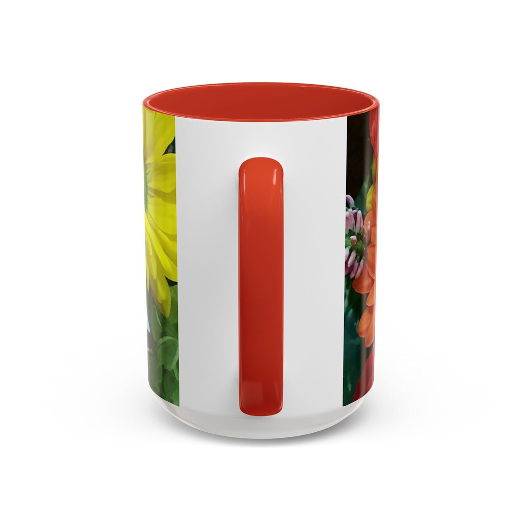 Floral Gerbera Accent Coffee Mug — Orange & Yellow Daisy Photo Wrap (11/15 oz)