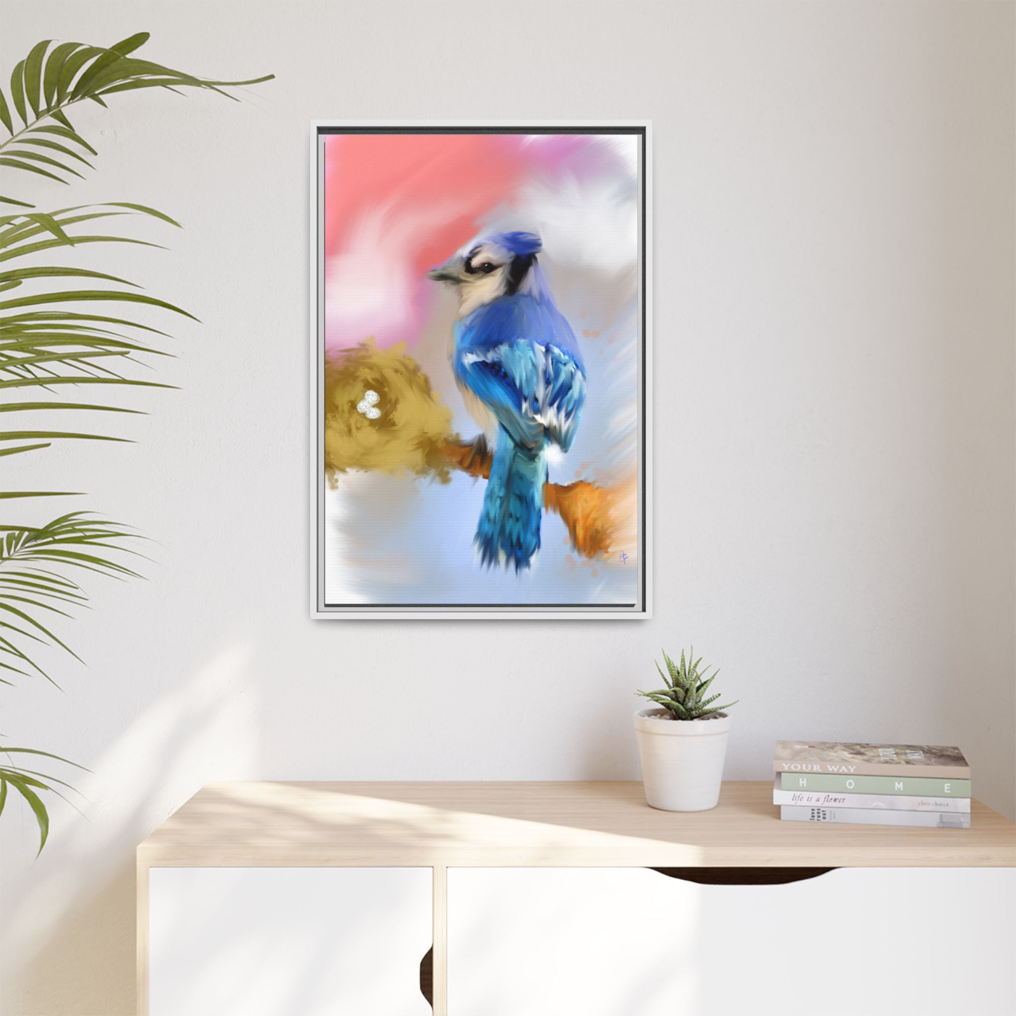 Blue Jay Art Print — Framed Matte Canvas Wall Art