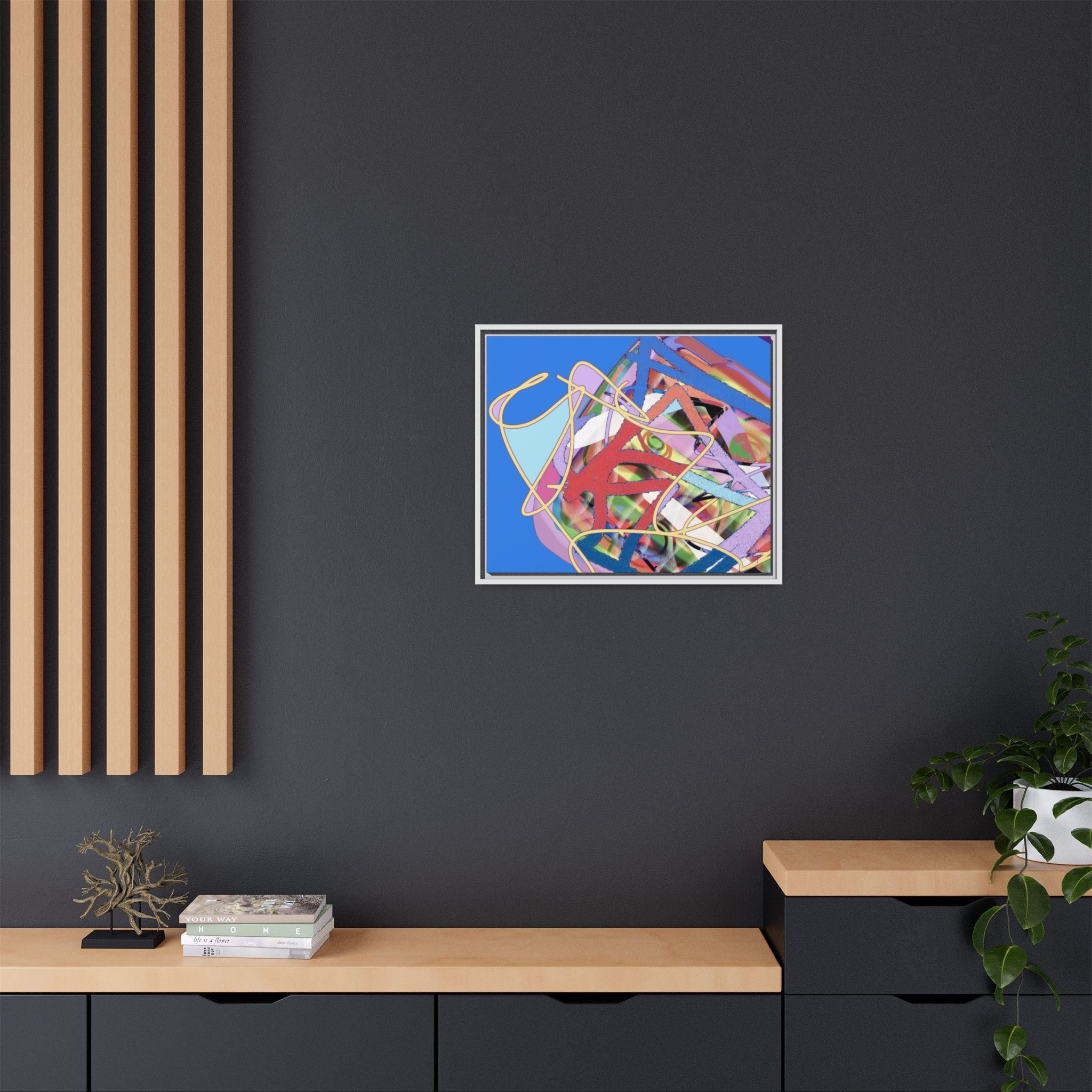 Abstract Multi‑Color Framed Canvas Art – Vibrant Modern Wall Decor
