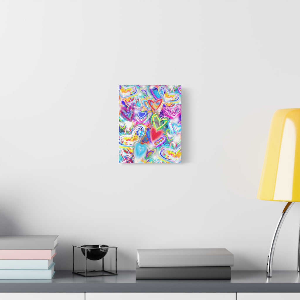 Colorful Heart Graffiti Matte Canvas