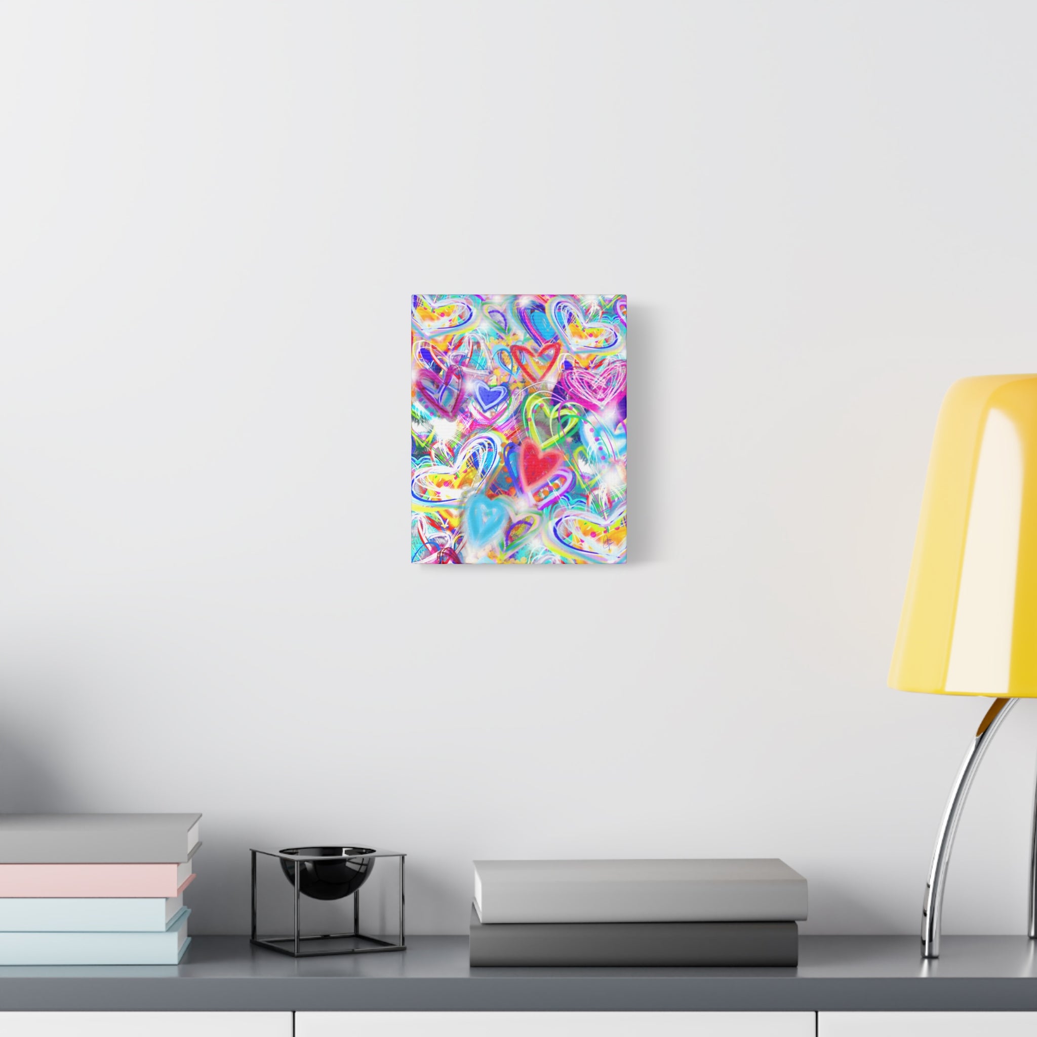 Colorful Heart Graffiti Matte Canvas