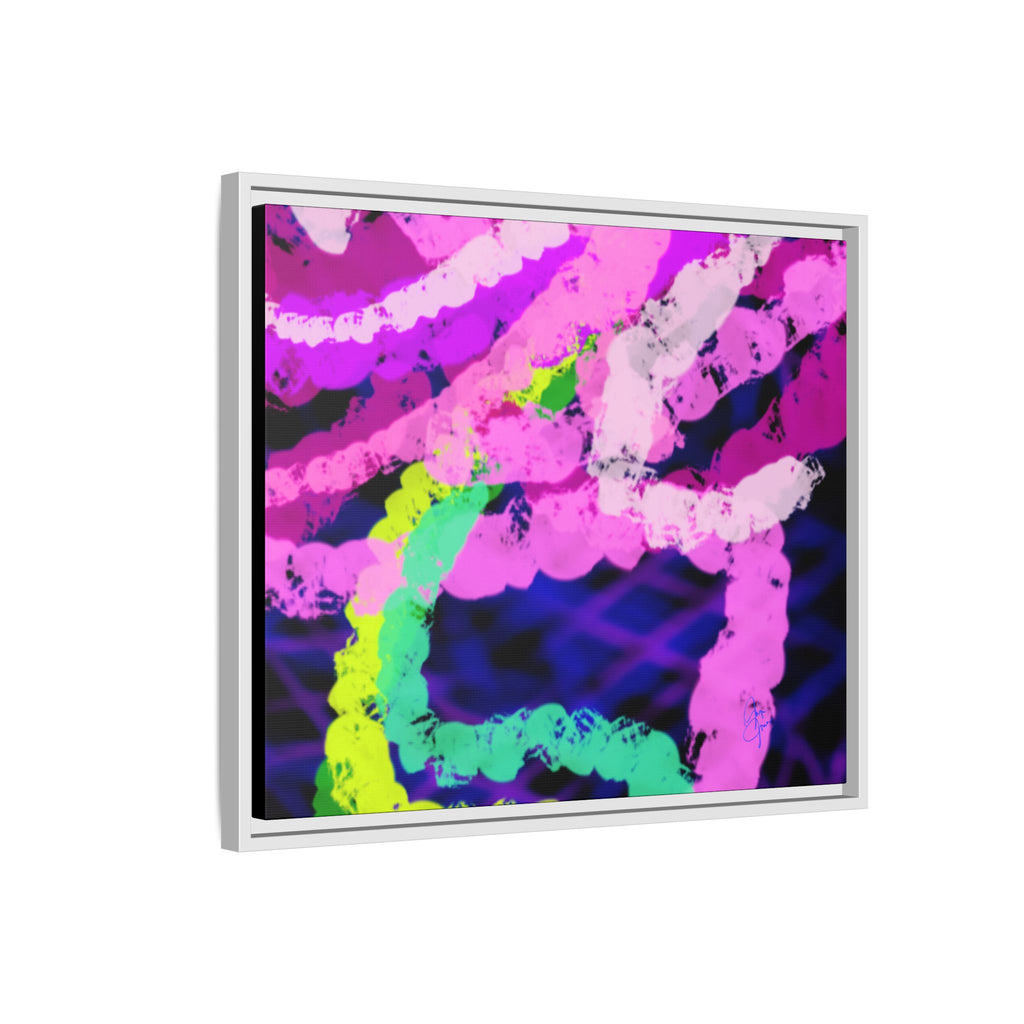 Framed Matte Canvas - Neon Rose Abstract Wall Art