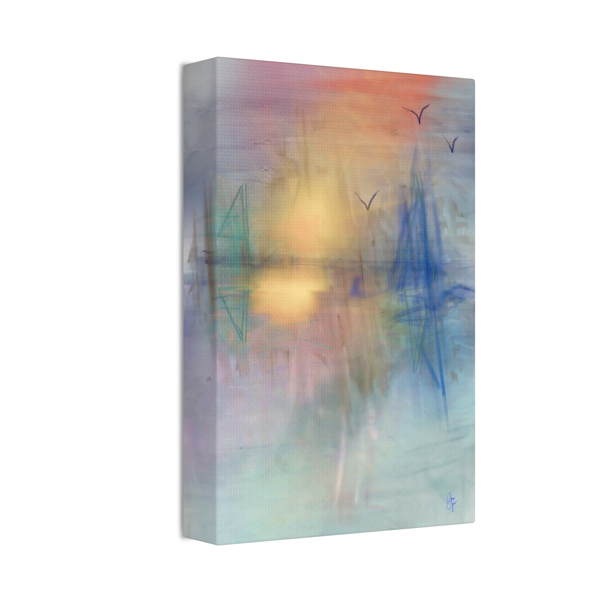 Sunset Harbor Abstract Canvas Wall Art – Stretched 1.5"