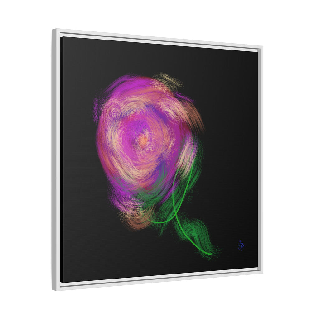Abstract Rose Swirl Matte Framed Canvas — Multicolor Floral Wall Art