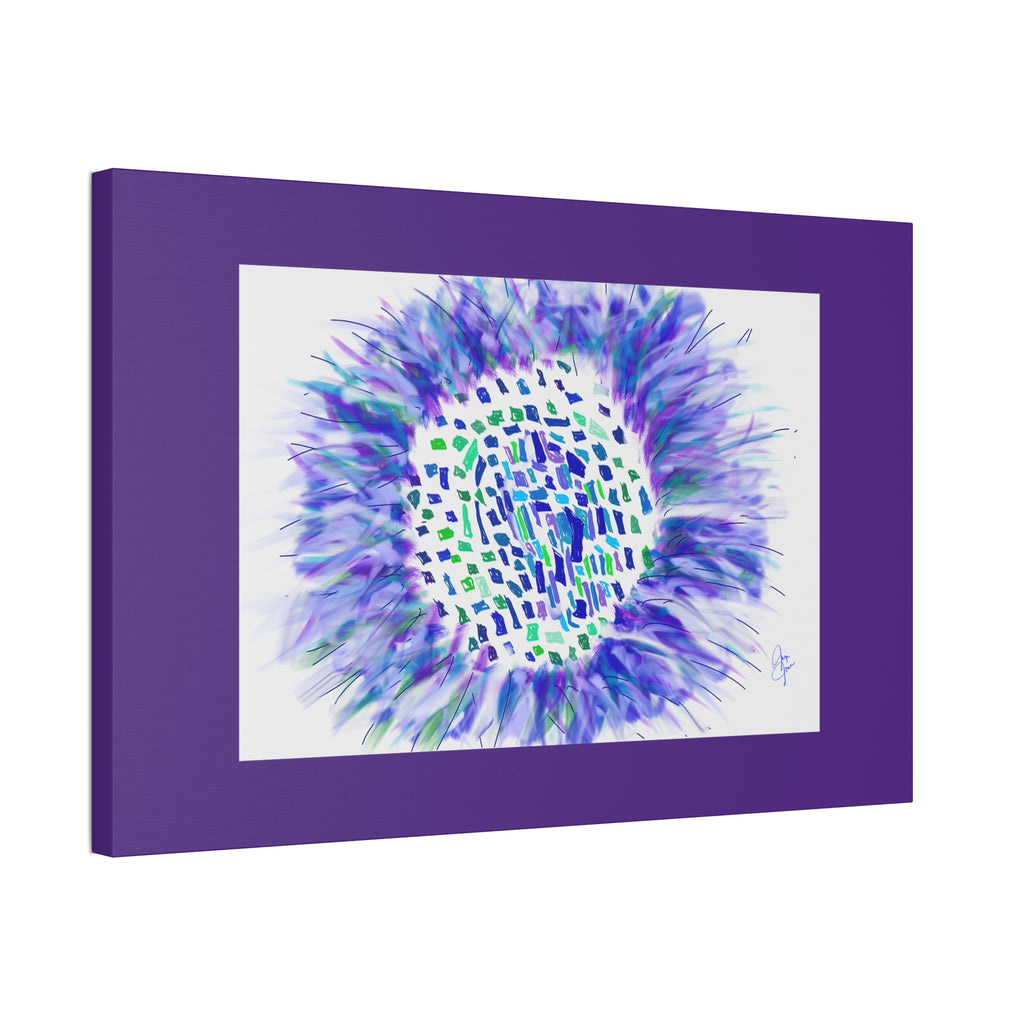Abstract Blue-Purple Burst Canvas Stretched Art