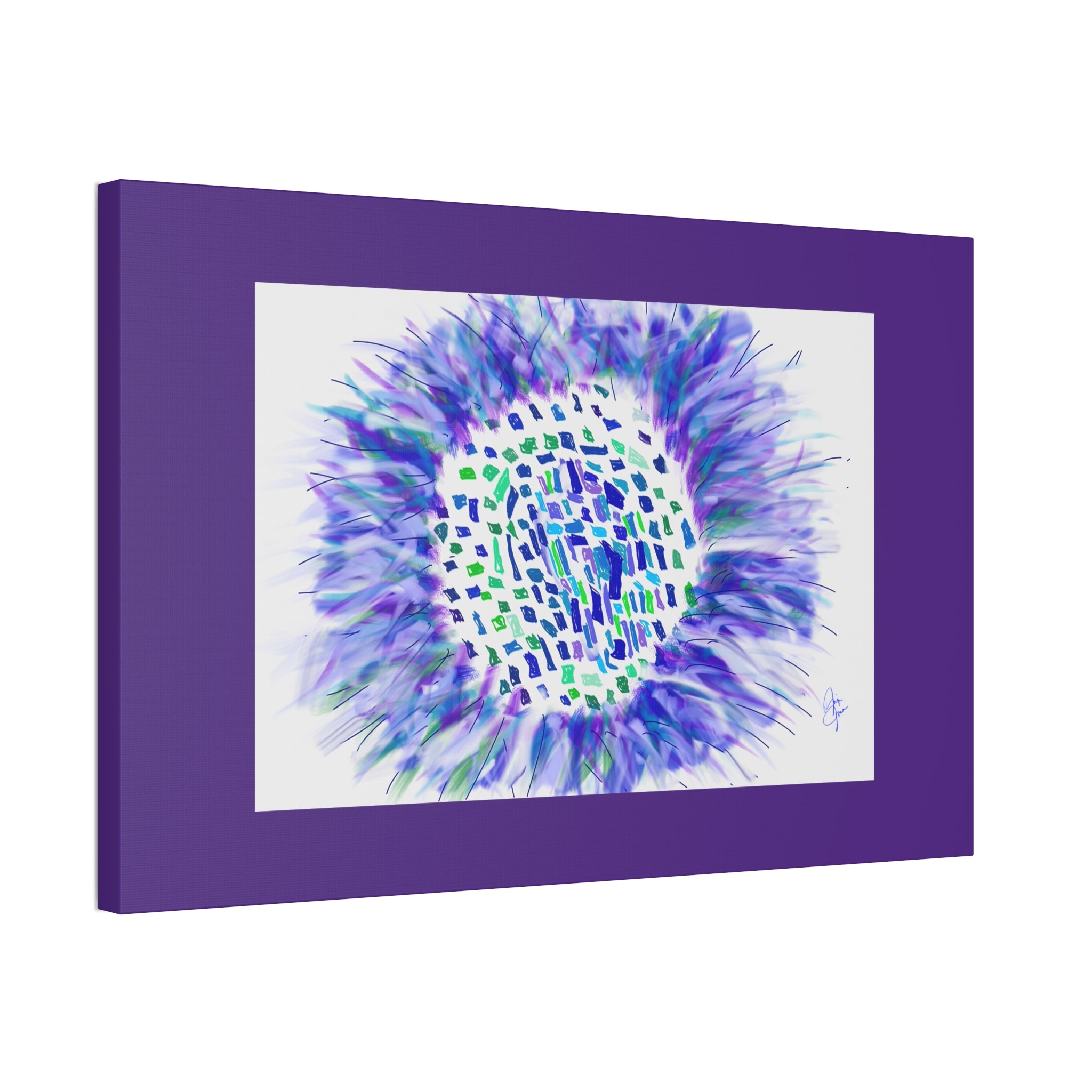 Abstract Blue-Purple Burst Canvas Stretched Art