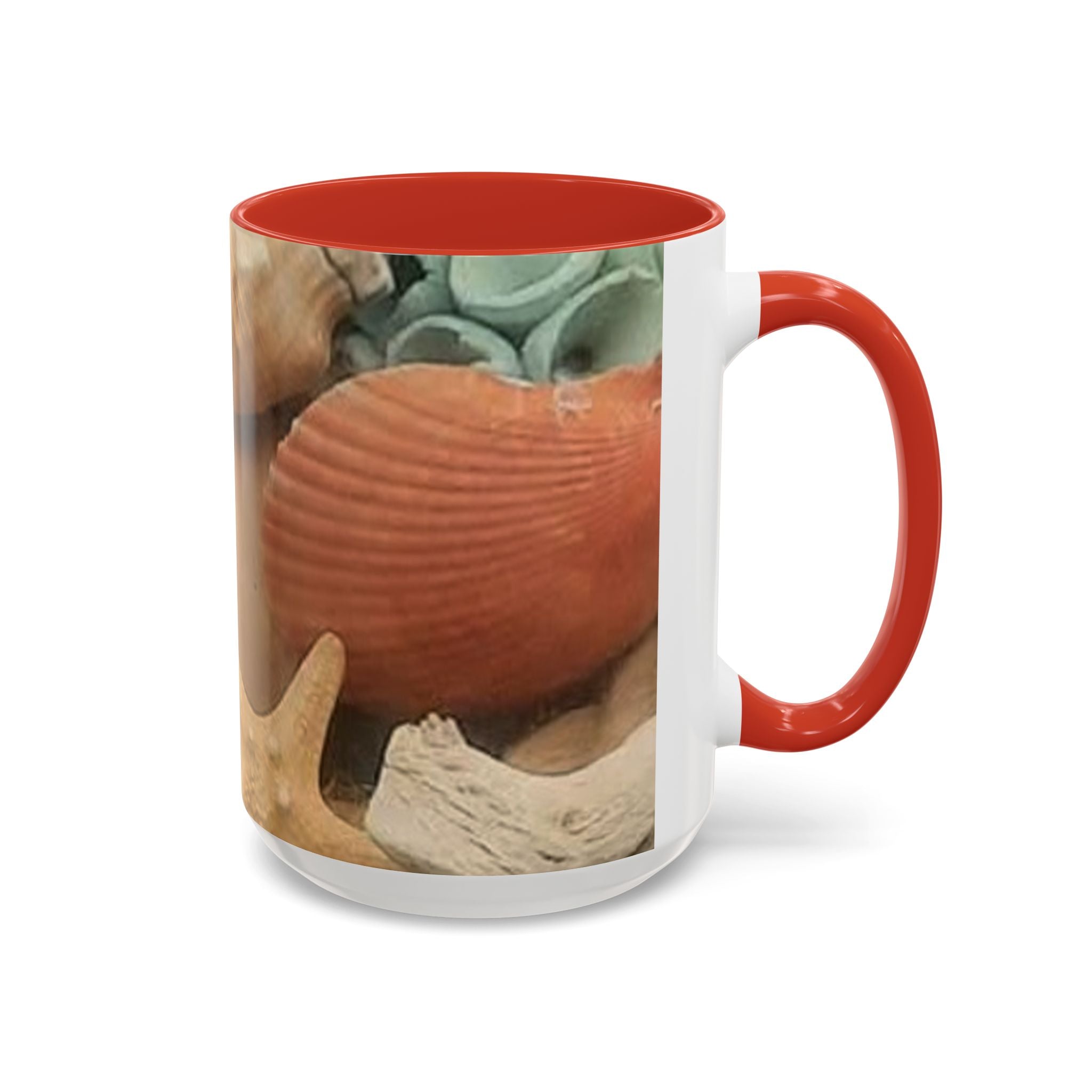 Seashell Beach Accent Coffee Mug — Coastal Shells Design (11/15 oz)