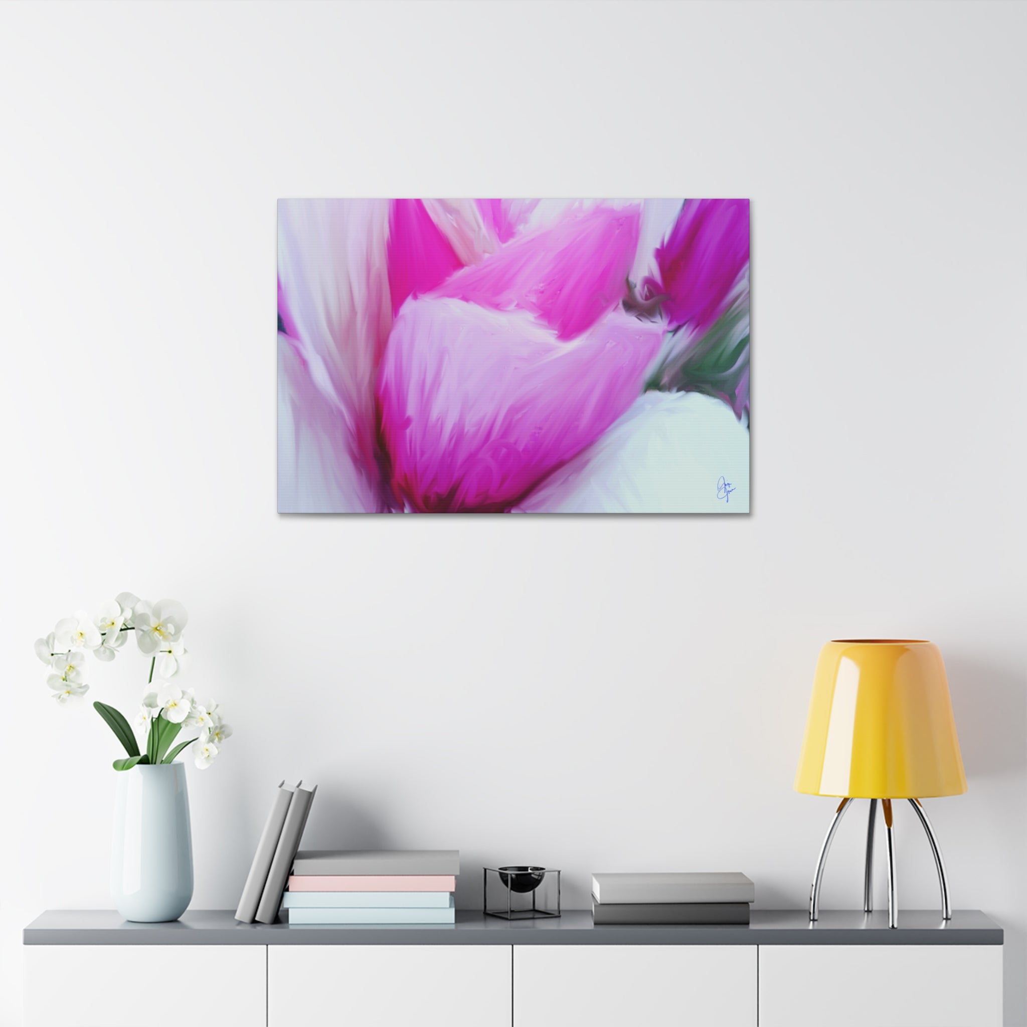 Pink Tulip Tree Abstract Canvas Wall Art — Stretched 1.5"