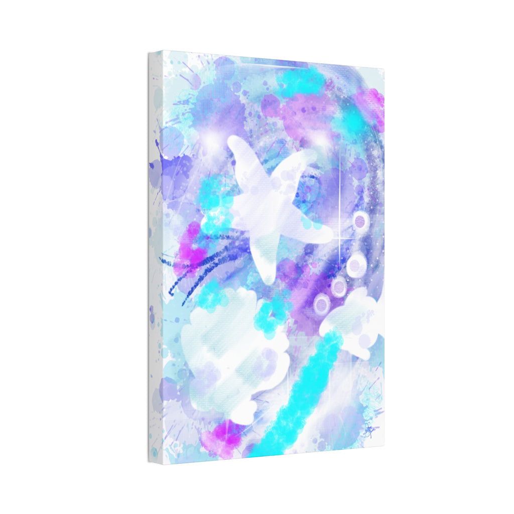Watercolor Ocean Canvas Art — Purple & Teal Abstract Stretched Canvas