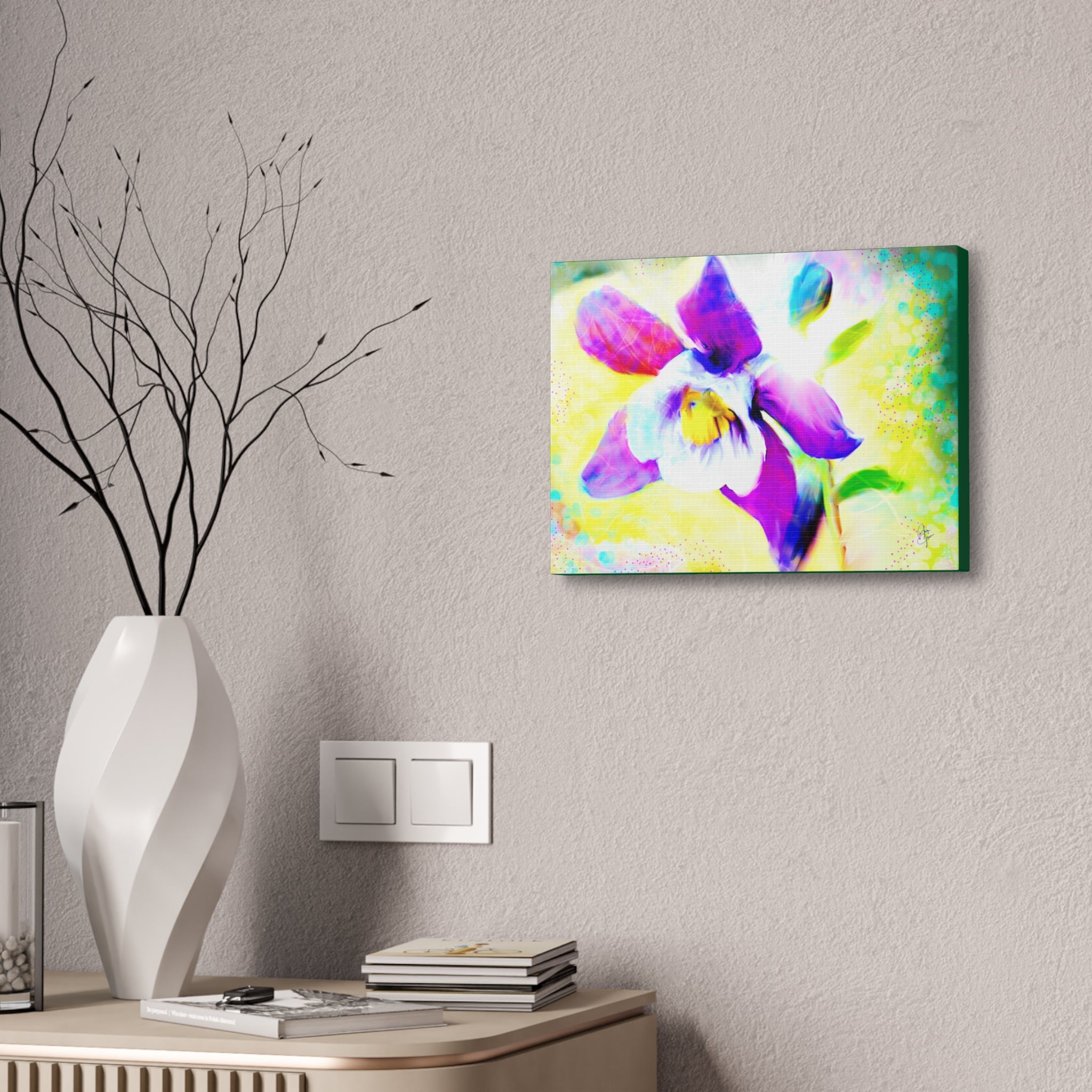 Purple Orchid Canvas Wall Art - Vibrant Floral Stretched Canvas